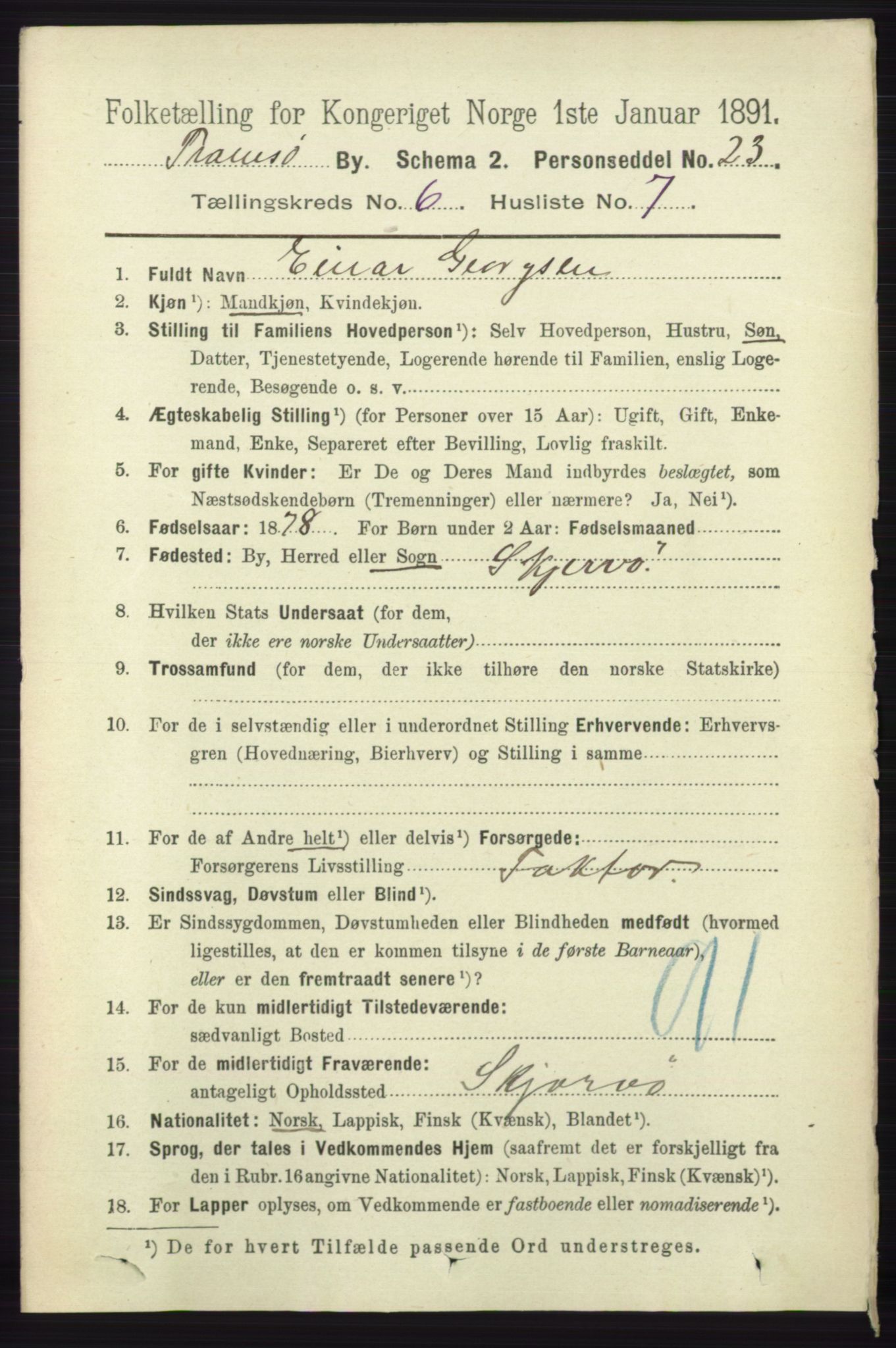 RA, 1891 census for 1902 Tromsø, 1891, p. 5621
