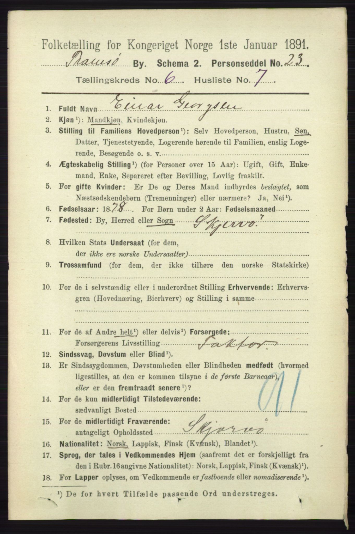 RA, 1891 census for 1902 Tromsø, 1891, p. 5621