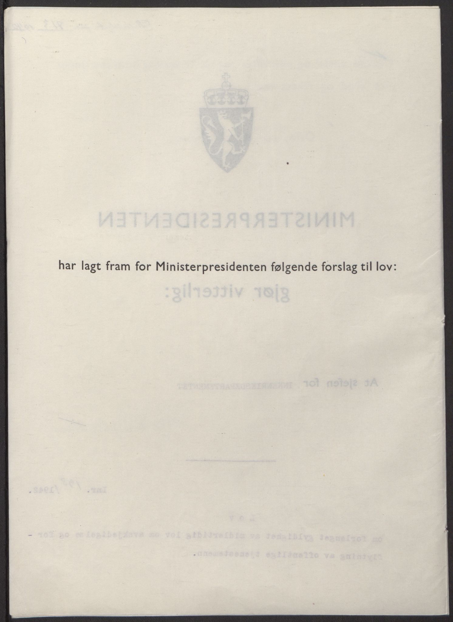 NS-administrasjonen 1940-1945 (Statsrådsekretariatet, de kommisariske statsråder mm), RA/S-4279/D/Db/L0098: Lover II, 1942, p. 414