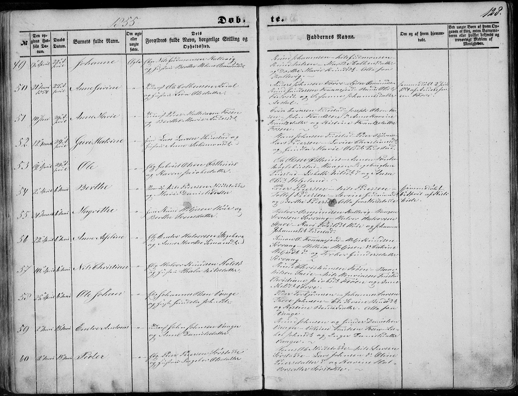 Avaldsnes sokneprestkontor, SAST/A -101851/H/Ha/Haa/L0008: Parish register (official) no. A 8, 1847-1857, p. 128