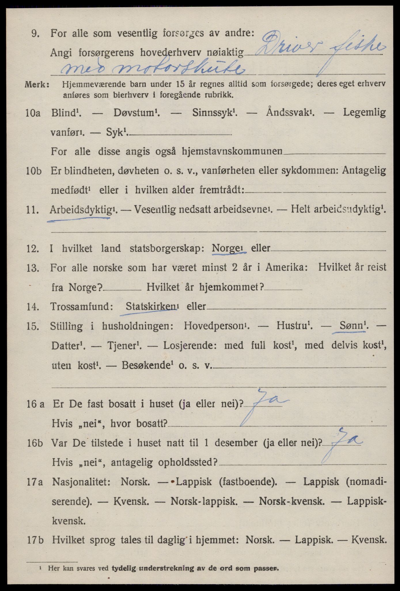 SAT, 1920 census for Jøssund, 1920, p. 3917