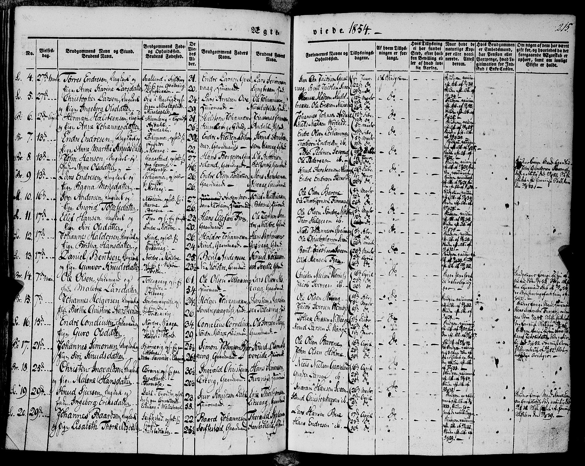 Finnås sokneprestembete, SAB/A-99925/H/Ha/Haa/Haaa/L0007: Parish register (official) no. A 7, 1850-1862, p. 215