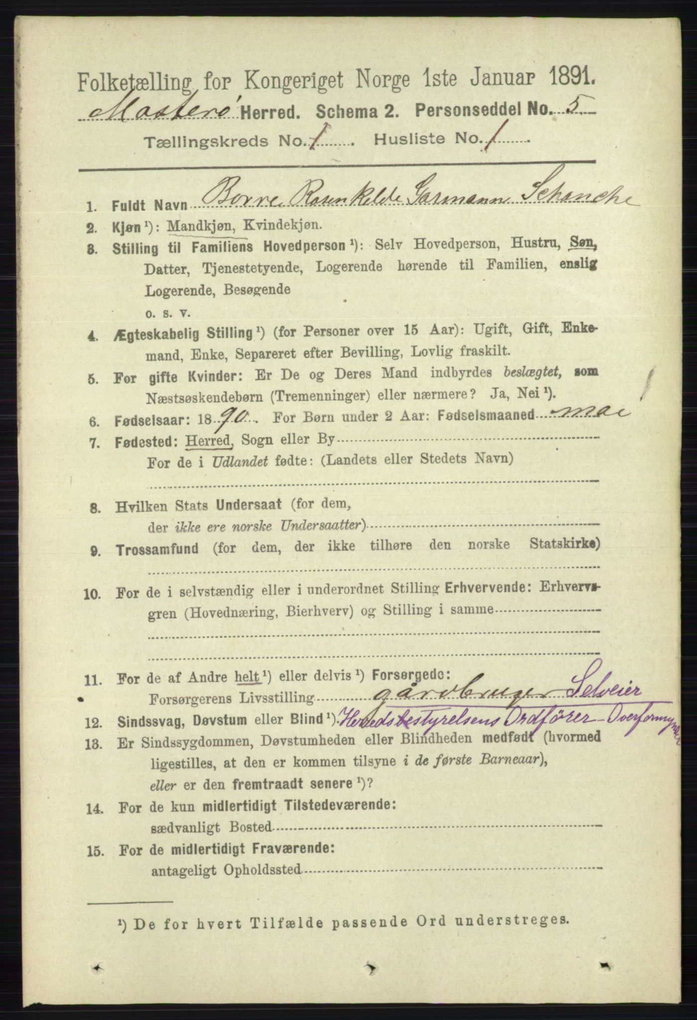 RA, 1891 census for 1143 Mosterøy, 1891, p. 105