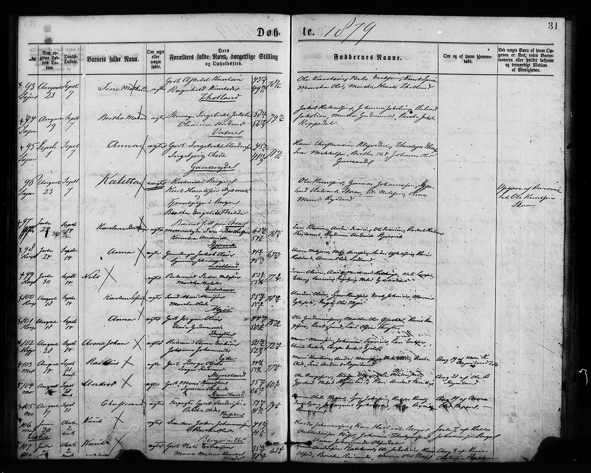 Hosanger sokneprestembete, SAB/A-75801/H/Haa: Parish register (official) no. A 10, 1877-1879, p. 31