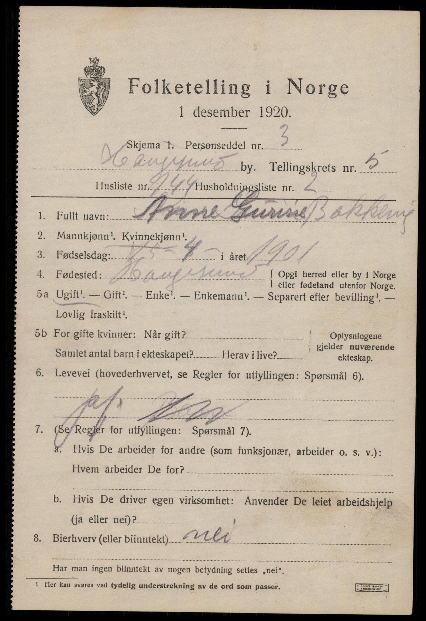 SAST, 1920 census for Haugesund, 1920, p. 20793