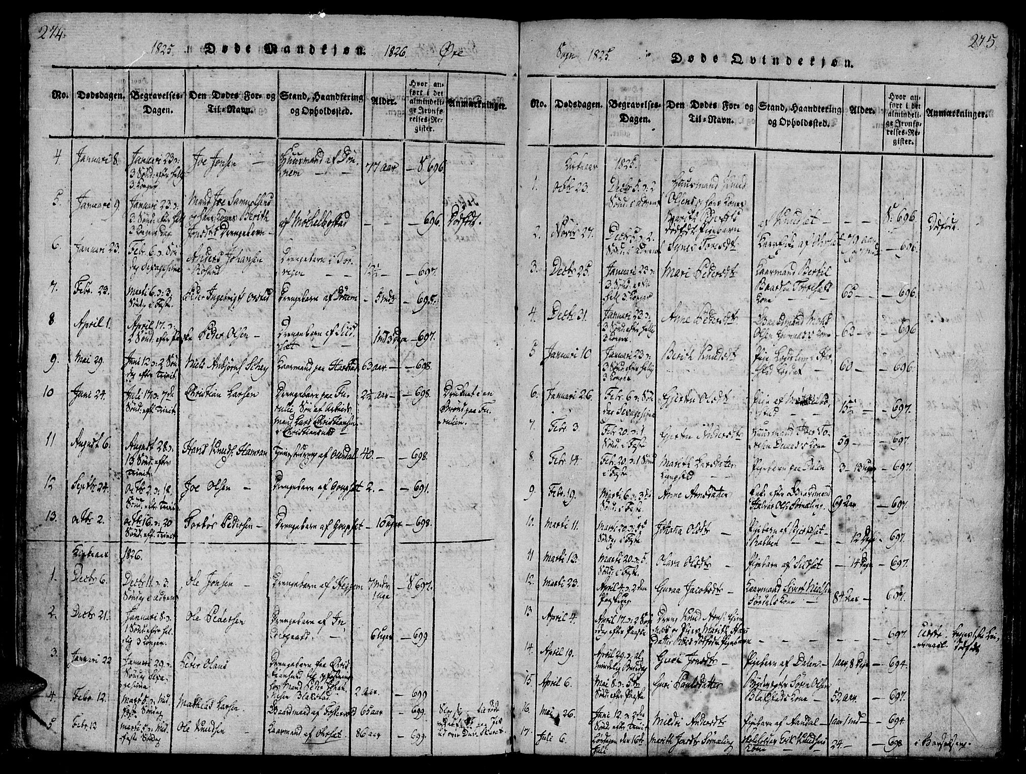 Ministerialprotokoller, klokkerbøker og fødselsregistre - Møre og Romsdal, SAT/A-1454/586/L0982: Parish register (official) no. 586A08, 1819-1829, p. 274-275