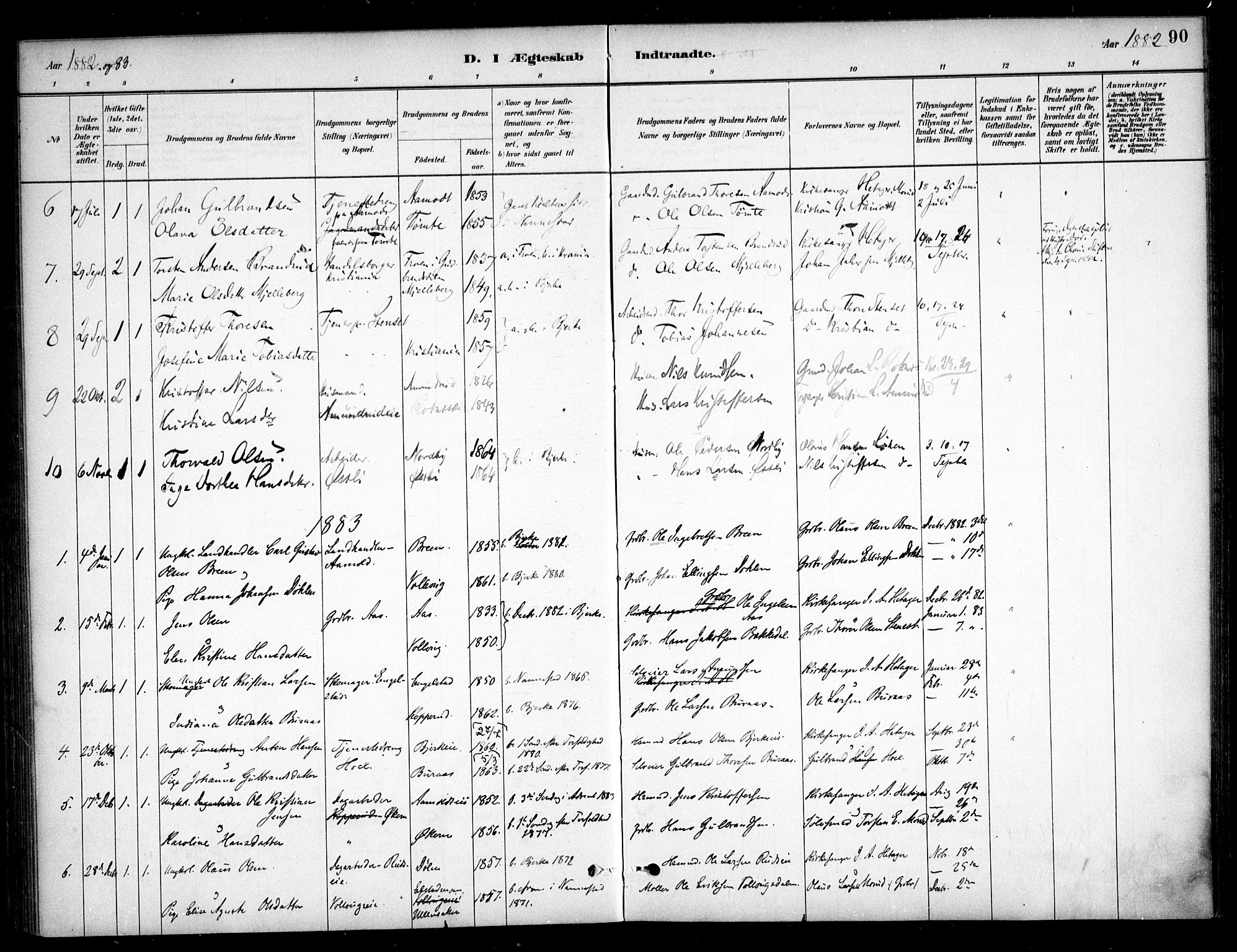 Nannestad prestekontor Kirkebøker, SAO/A-10414a/F/Fc/L0001: Parish register (official) no. III 1, 1881-1892, p. 90