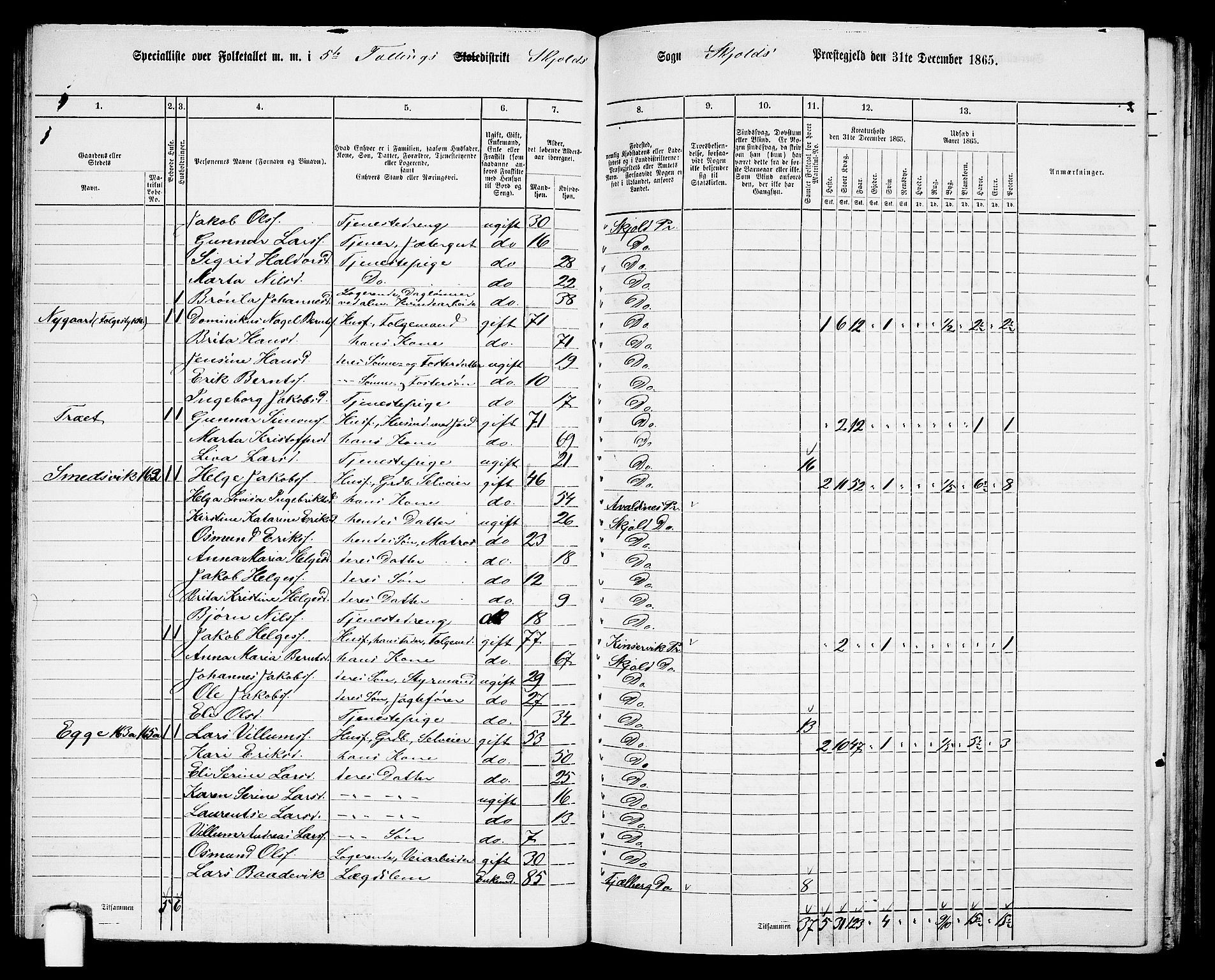 RA, 1865 census for Skjold, 1865, p. 74