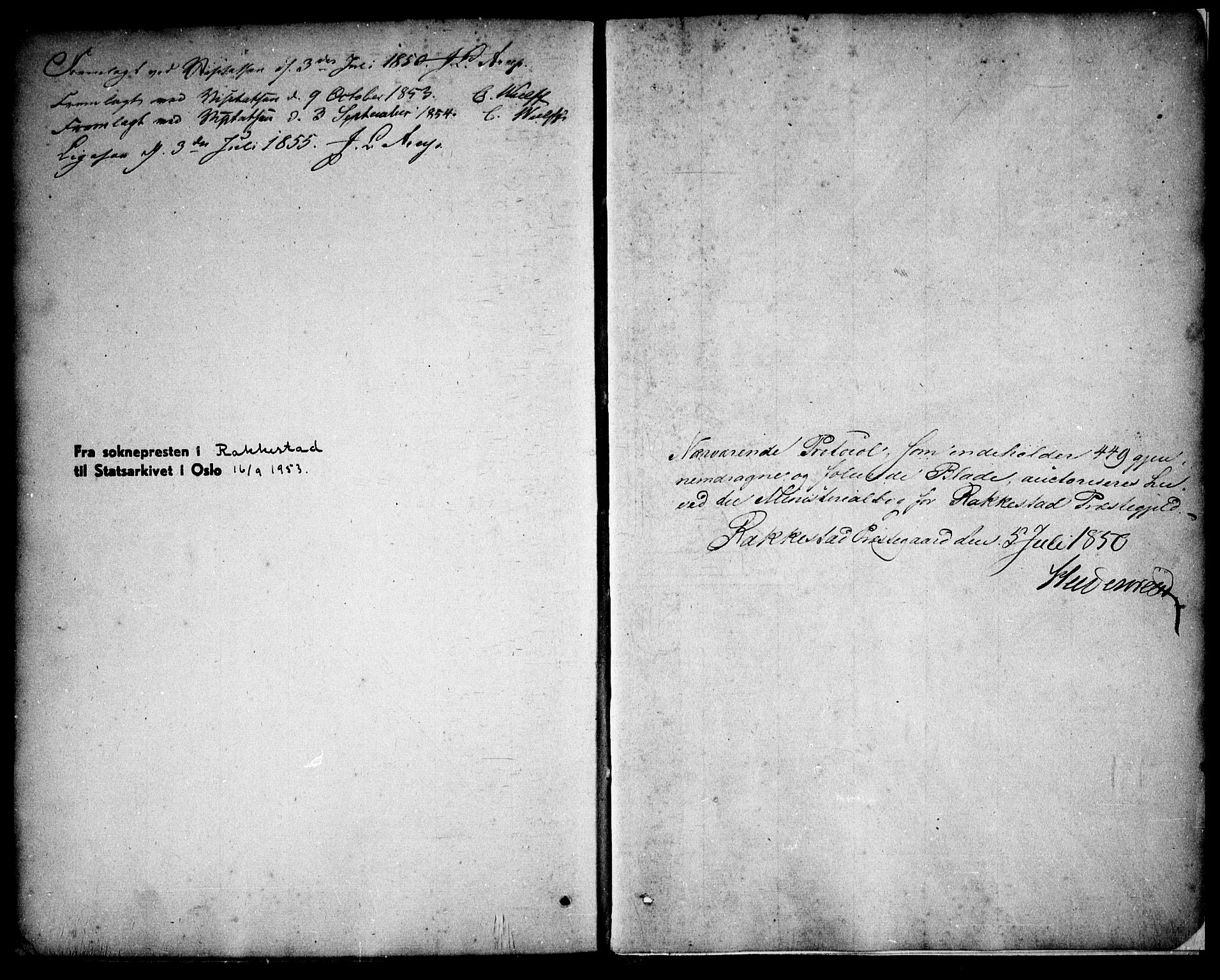 Rakkestad prestekontor Kirkebøker, SAO/A-2008/F/Fa/L0009: Parish register (official) no. I 9, 1850-1856