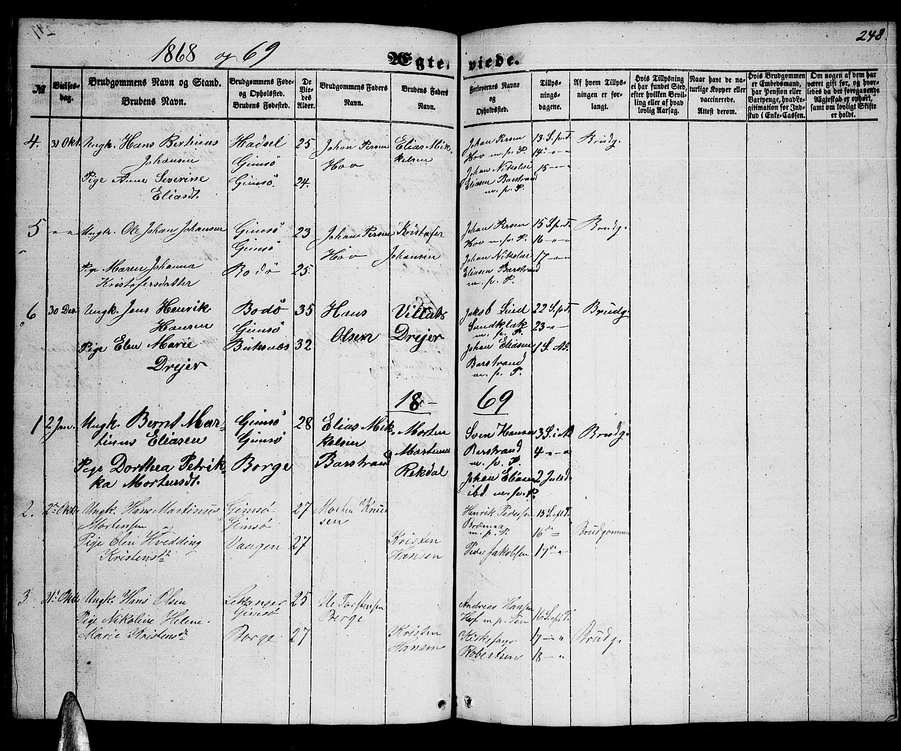 Ministerialprotokoller, klokkerbøker og fødselsregistre - Nordland, AV/SAT-A-1459/876/L1102: Parish register (copy) no. 876C01, 1852-1886, p. 248