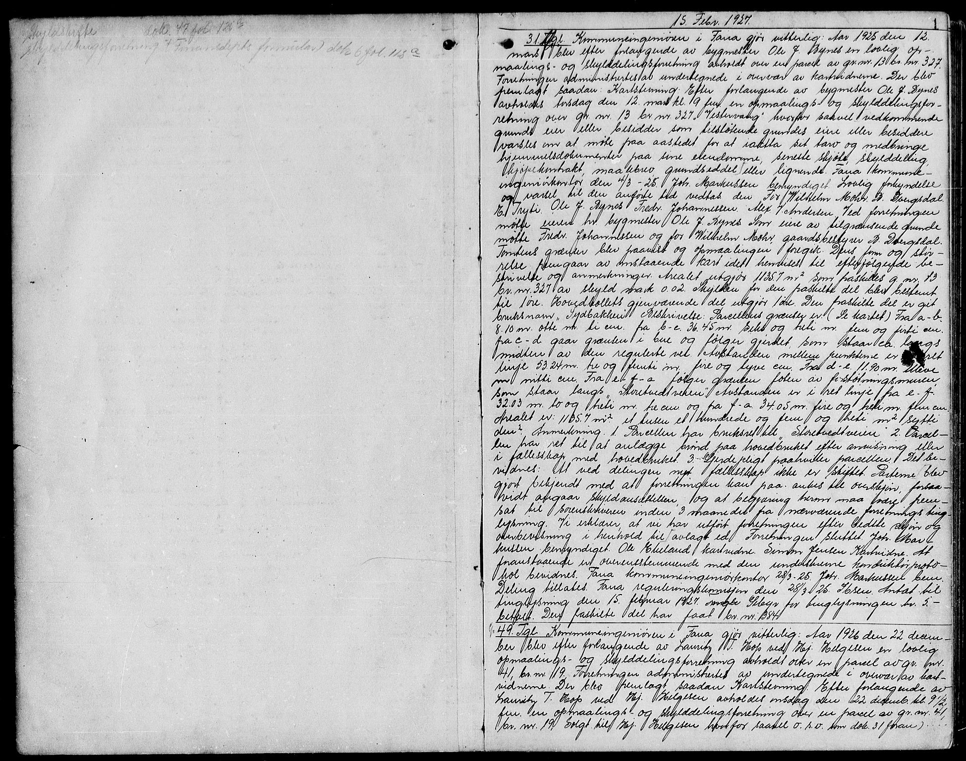 Midhordland sorenskriveri, AV/SAB-A-3001/1/G/Gb/Gbd/L0008: Mortgage book no. II.B.d.8, 1927-1929, p. 1