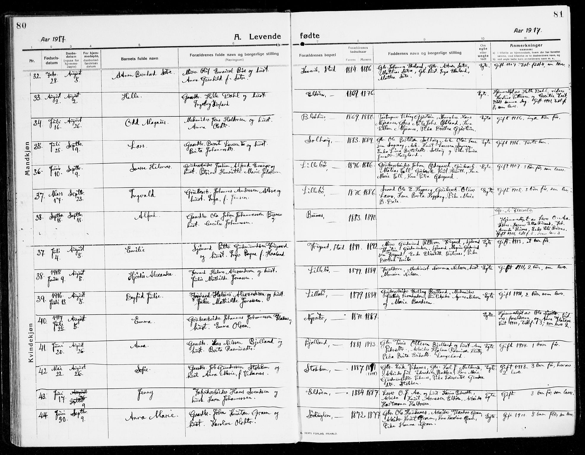 Stord sokneprestembete, AV/SAB-A-78201/H/Haa: Parish register (official) no. B 3, 1913-1925, p. 80-81