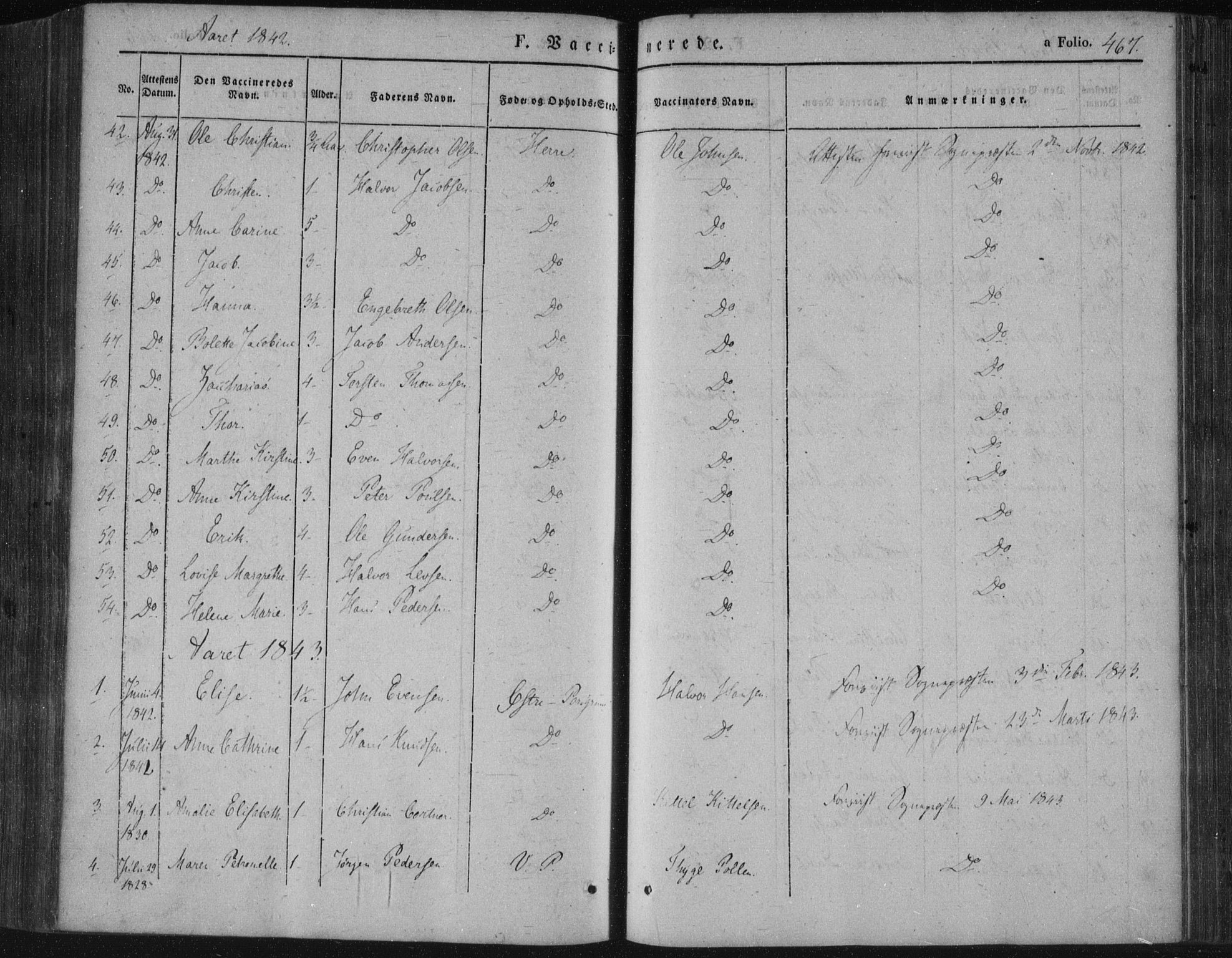 Porsgrunn kirkebøker , SAKO/A-104/F/Fa/L0006: Parish register (official) no. 6, 1841-1857, p. 467
