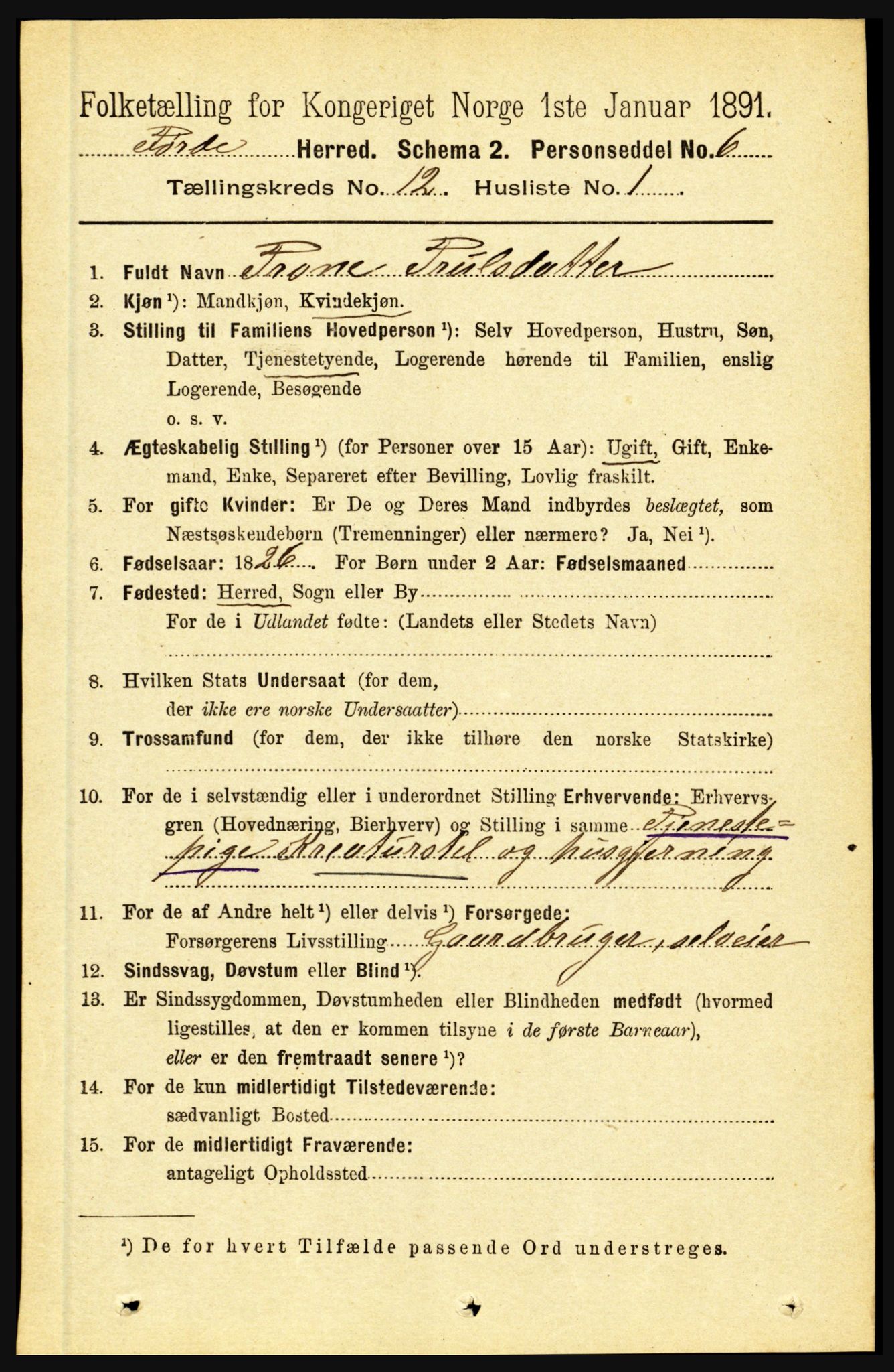 RA, 1891 census for 1432 Førde, 1891, p. 4285