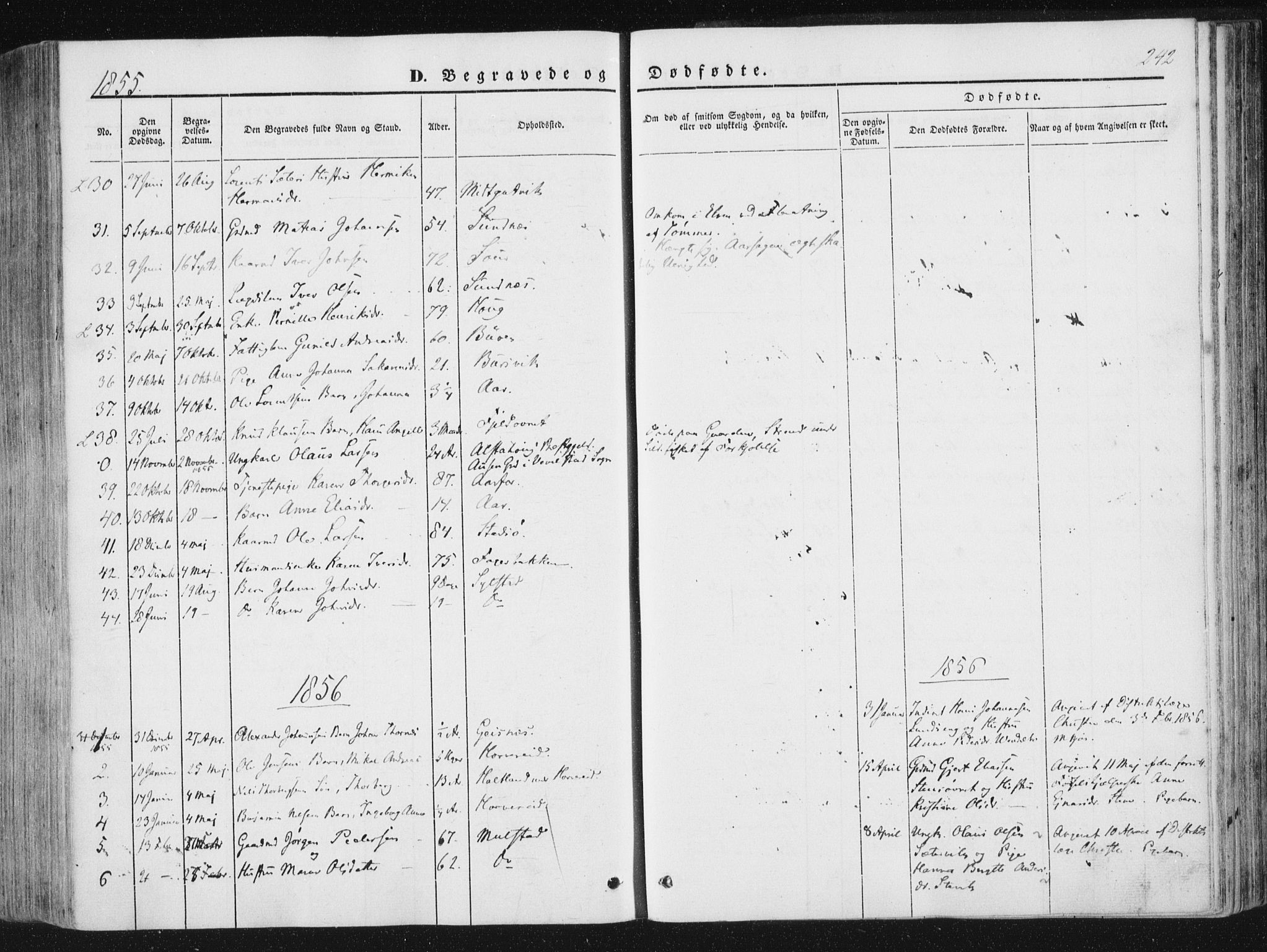 Ministerialprotokoller, klokkerbøker og fødselsregistre - Nord-Trøndelag, AV/SAT-A-1458/780/L0640: Parish register (official) no. 780A05, 1845-1856, p. 242