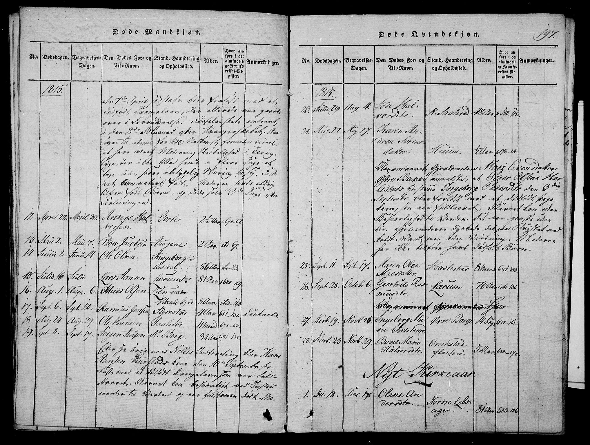 Våle kirkebøker, AV/SAKO-A-334/F/Fa/L0007: Parish register (official) no. I 7, 1814-1824, p. 196-197