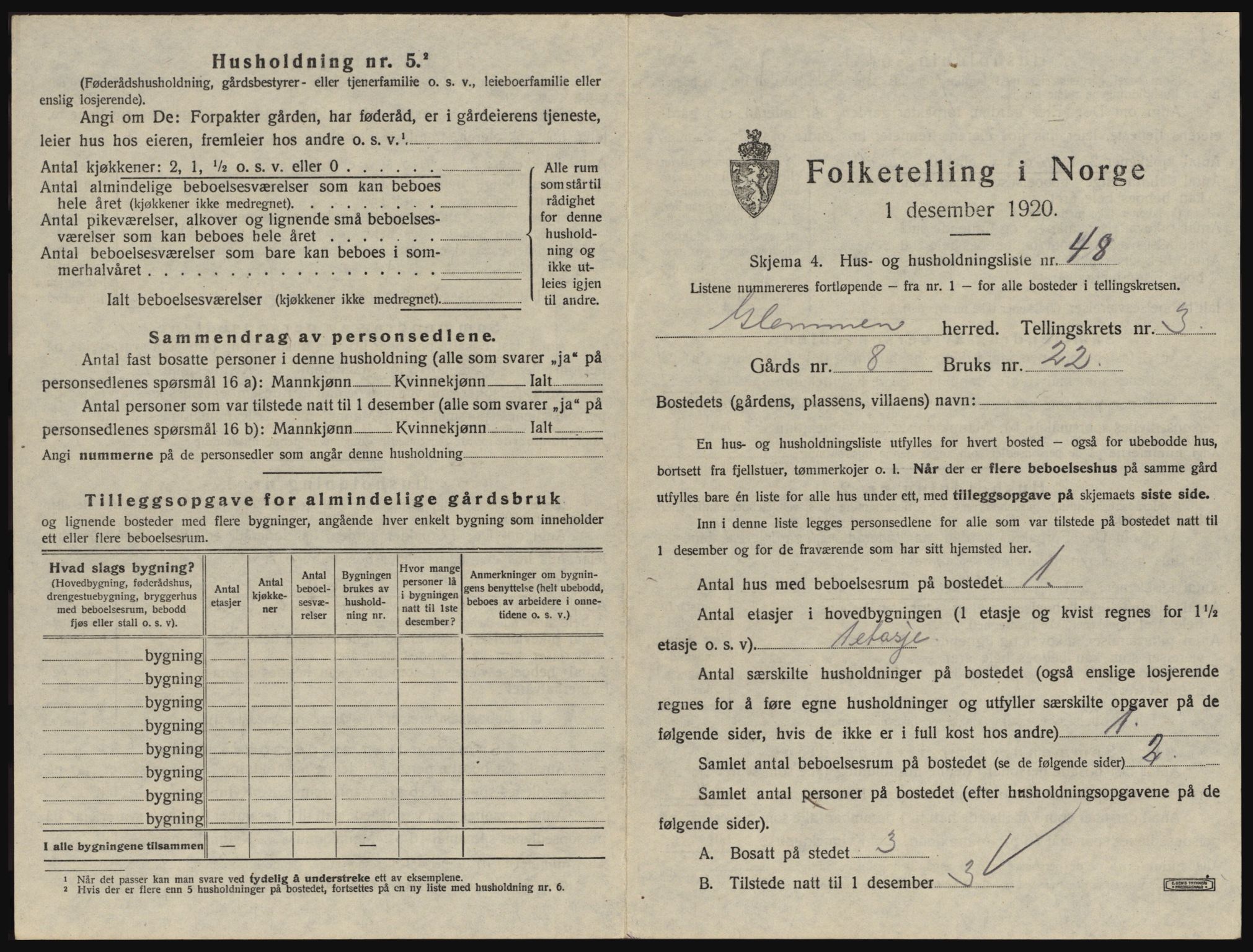 SAO, 1920 census for Glemmen, 1920, p. 545