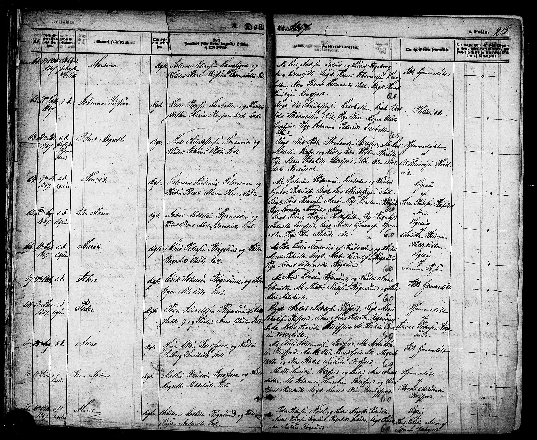 Talvik sokneprestkontor, AV/SATØ-S-1337/H/Ha/L0011kirke: Parish register (official) no. 11, 1864-1877, p. 26