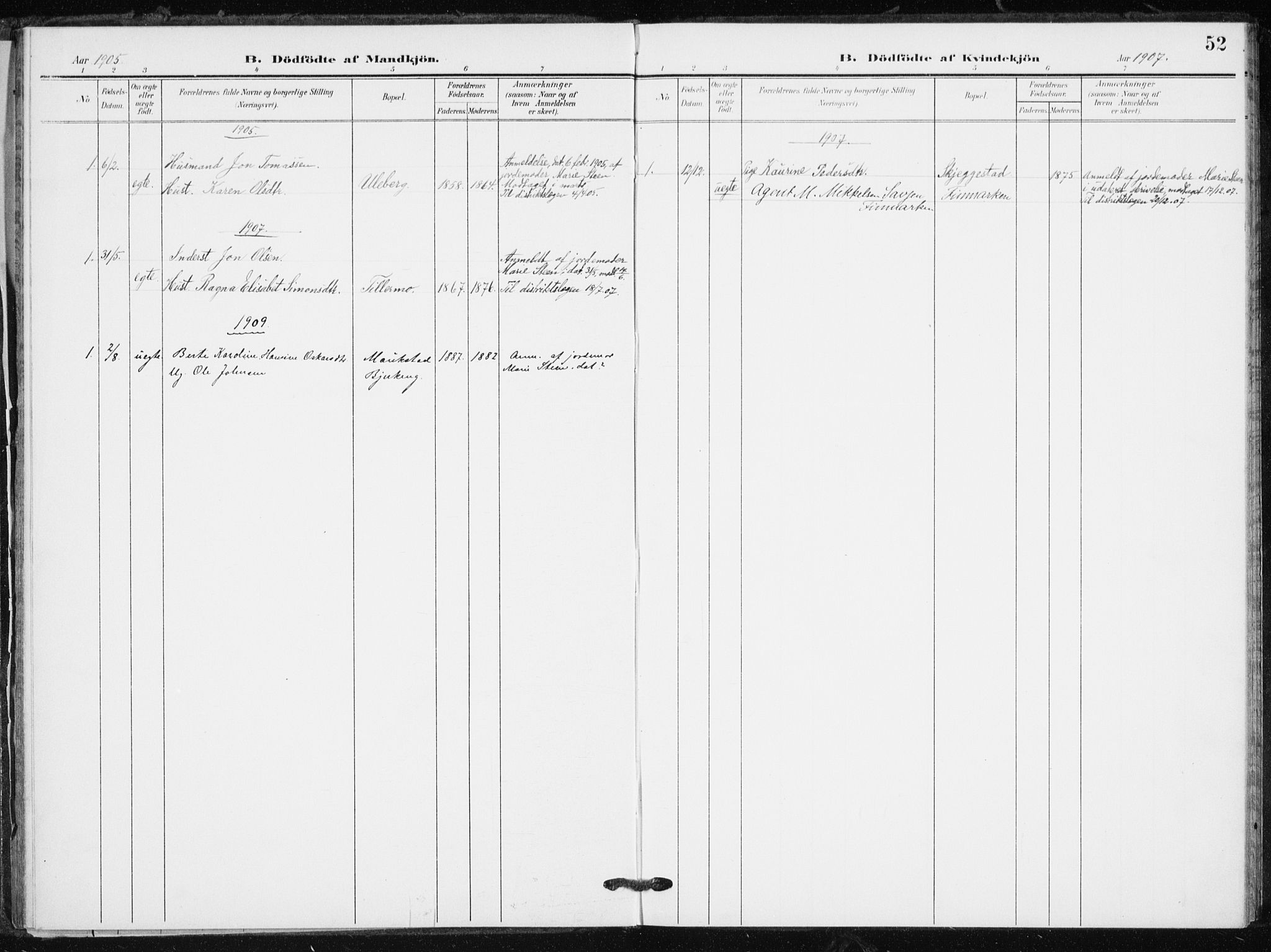 Målselv sokneprestembete, SATØ/S-1311/G/Ga/Gaa/L0012kirke: Parish register (official) no. 12, 1903-1920, p. 52