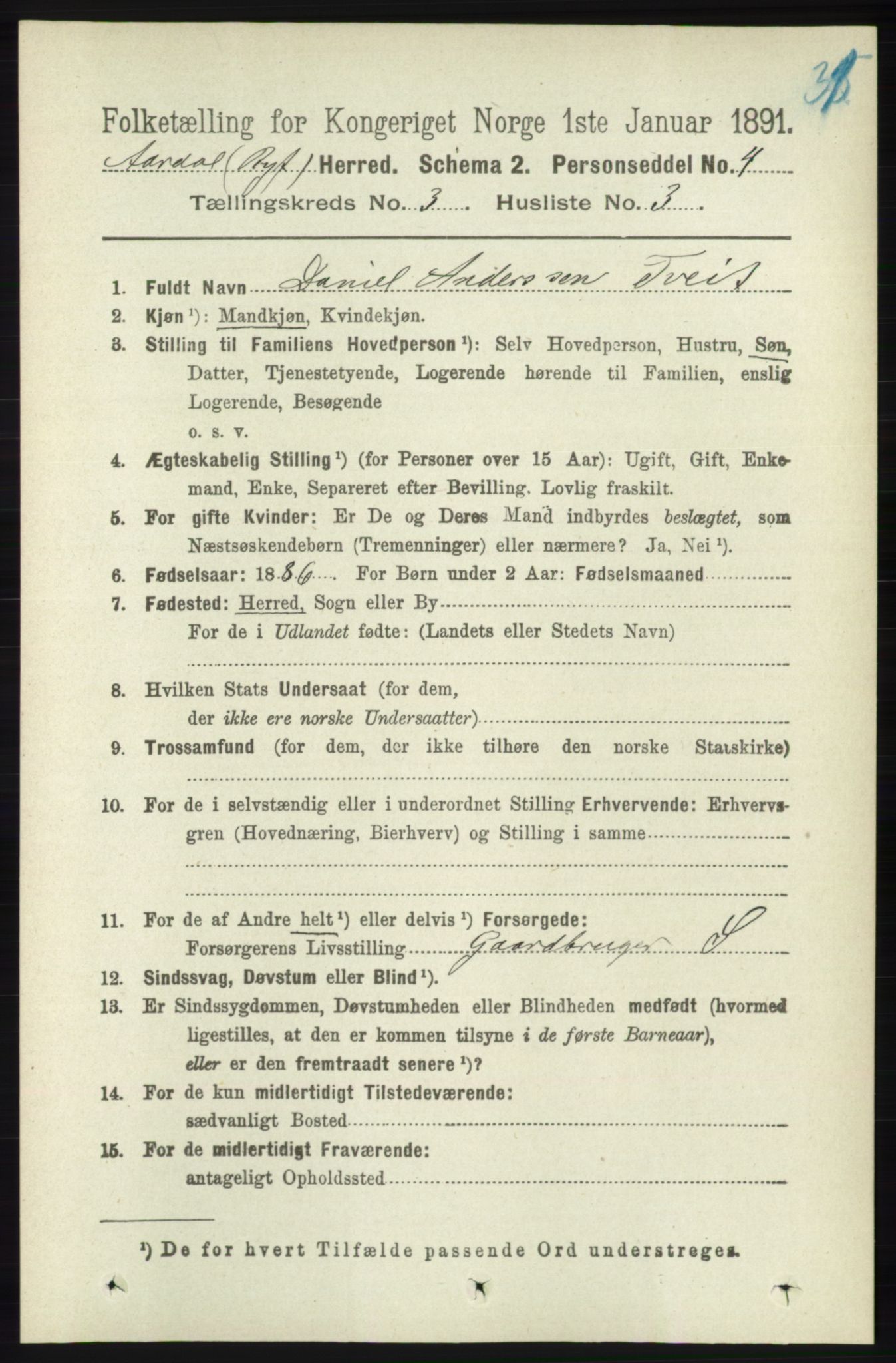 RA, 1891 census for 1131 Årdal, 1891, p. 840