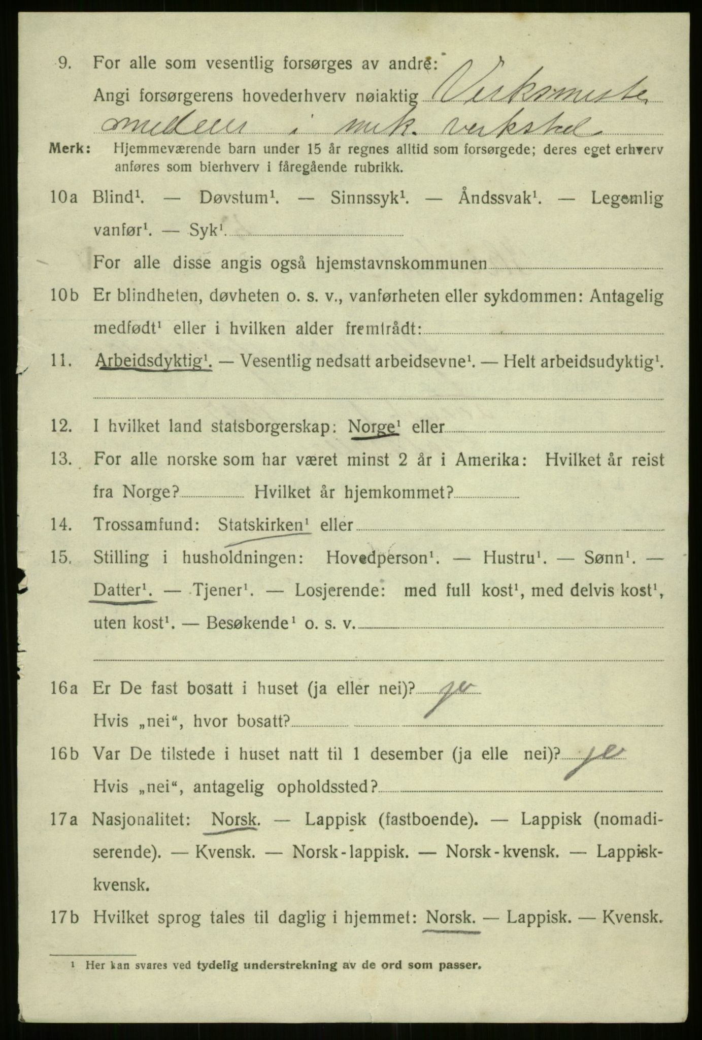 SATØ, 1920 census for Harstad, 1920, p. 7421