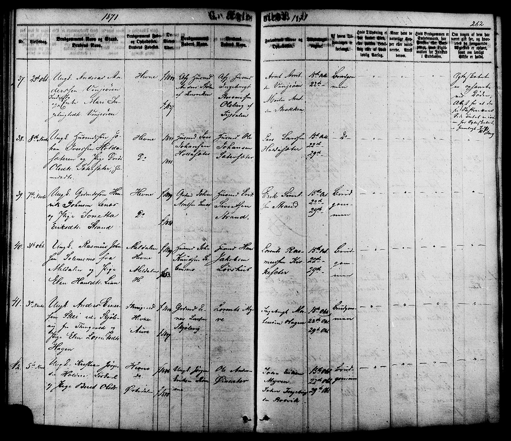 Ministerialprotokoller, klokkerbøker og fødselsregistre - Sør-Trøndelag, SAT/A-1456/630/L0495: Parish register (official) no. 630A08, 1868-1878, p. 262