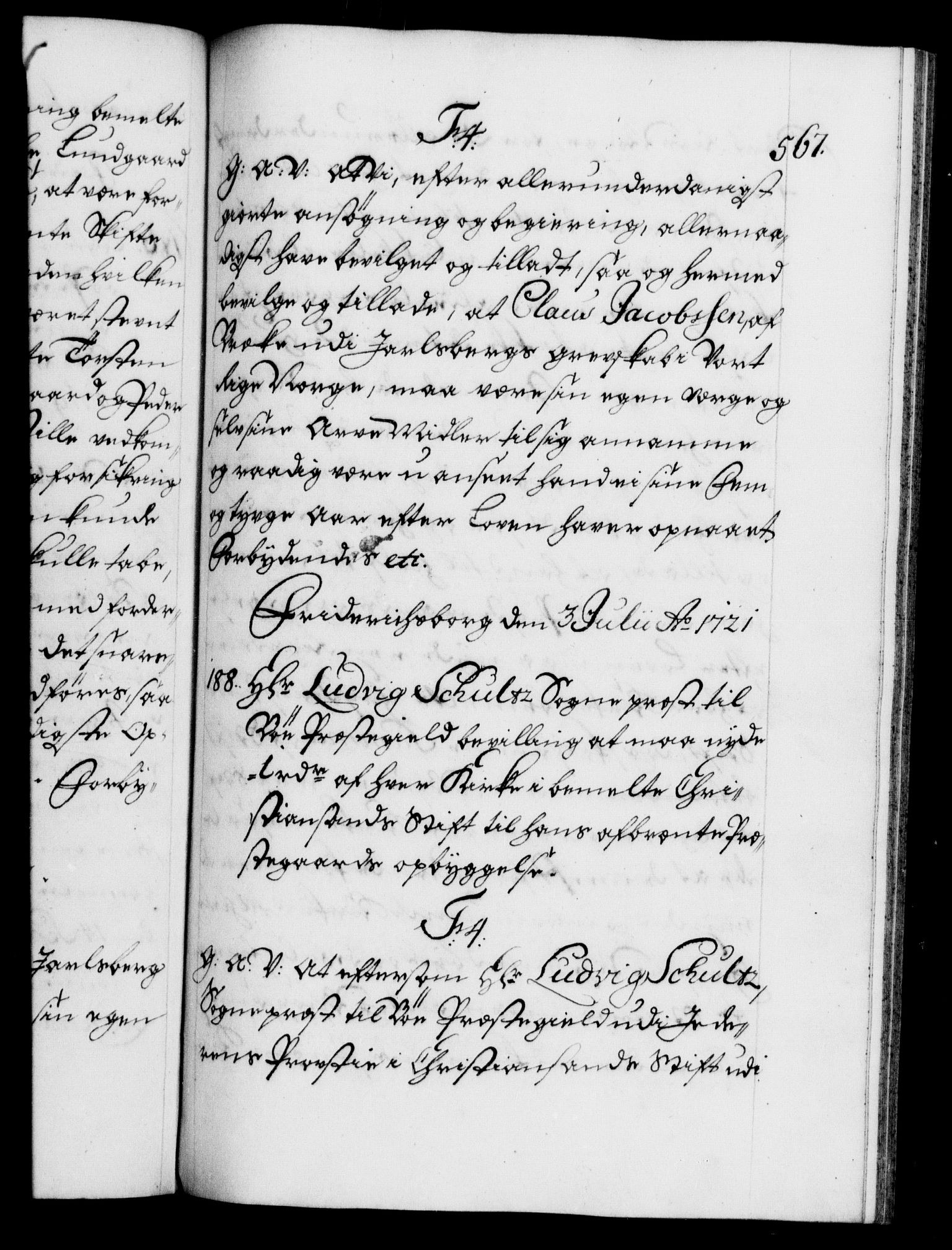 Danske Kanselli 1572-1799, AV/RA-EA-3023/F/Fc/Fca/Fcaa/L0023: Norske registre, 1720-1722, p. 567a