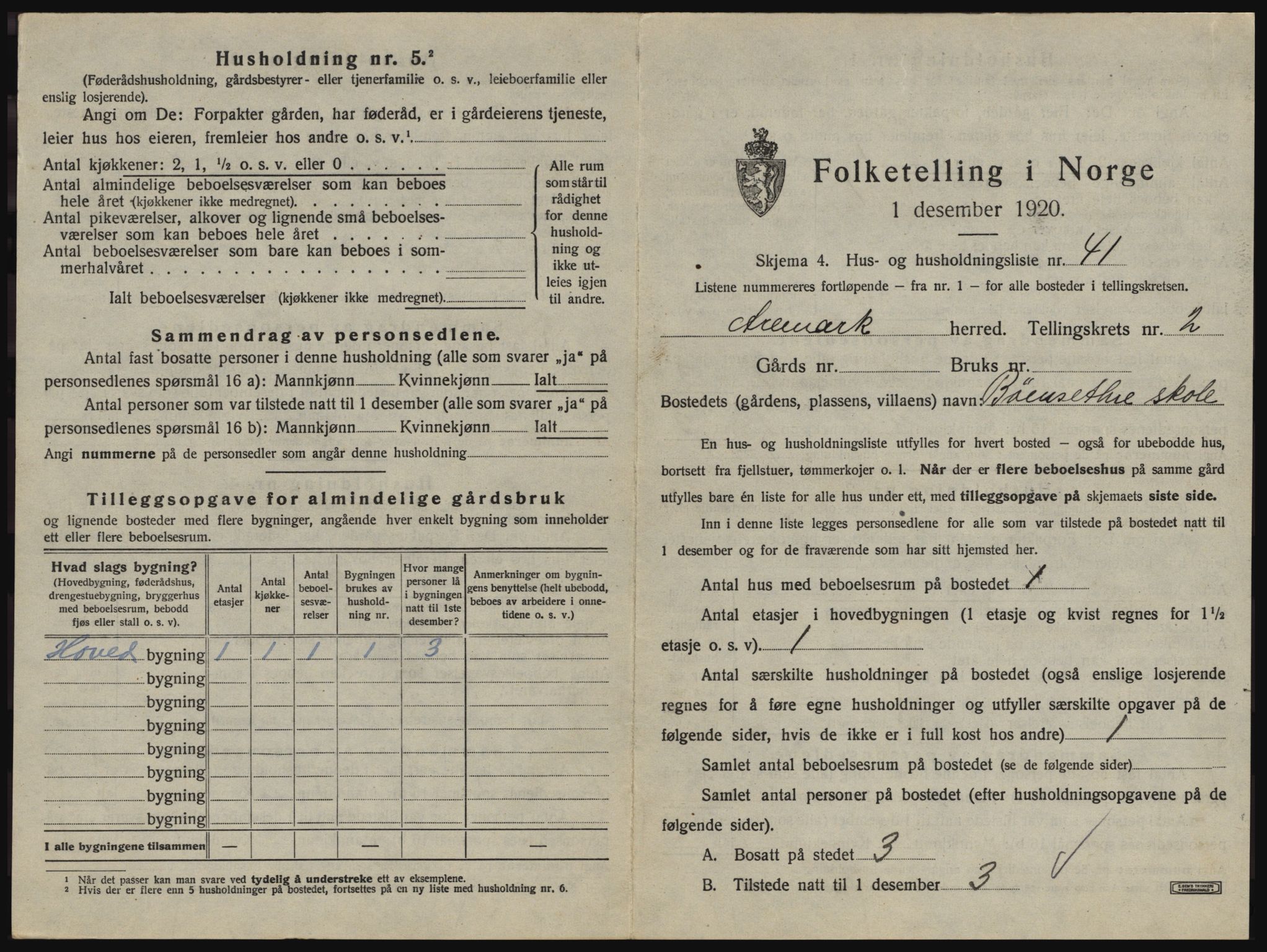 SAO, 1920 census for Aremark, 1920, p. 273