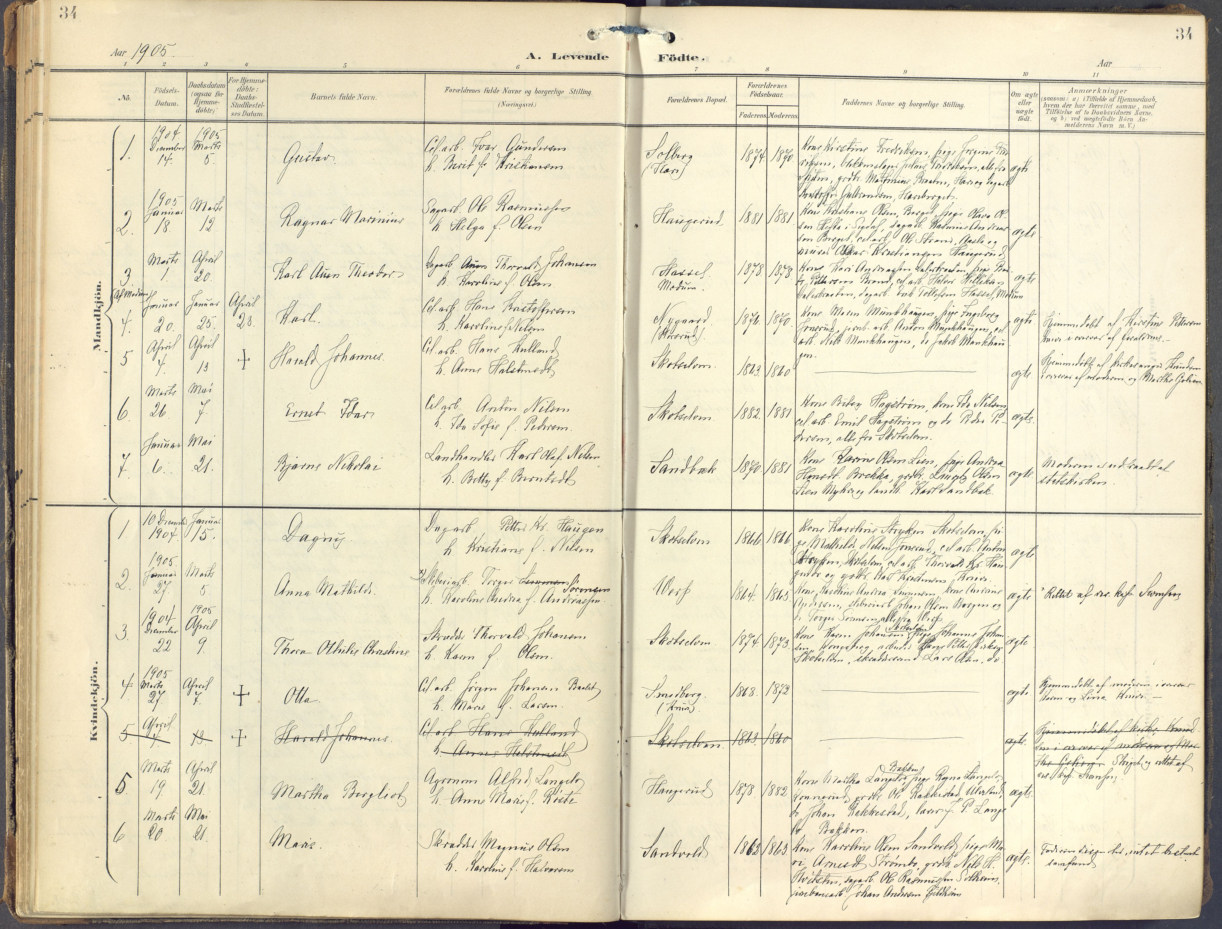 Eiker kirkebøker, AV/SAKO-A-4/F/Fc/L0004: Parish register (official) no. III 4, 1900-1919, p. 34