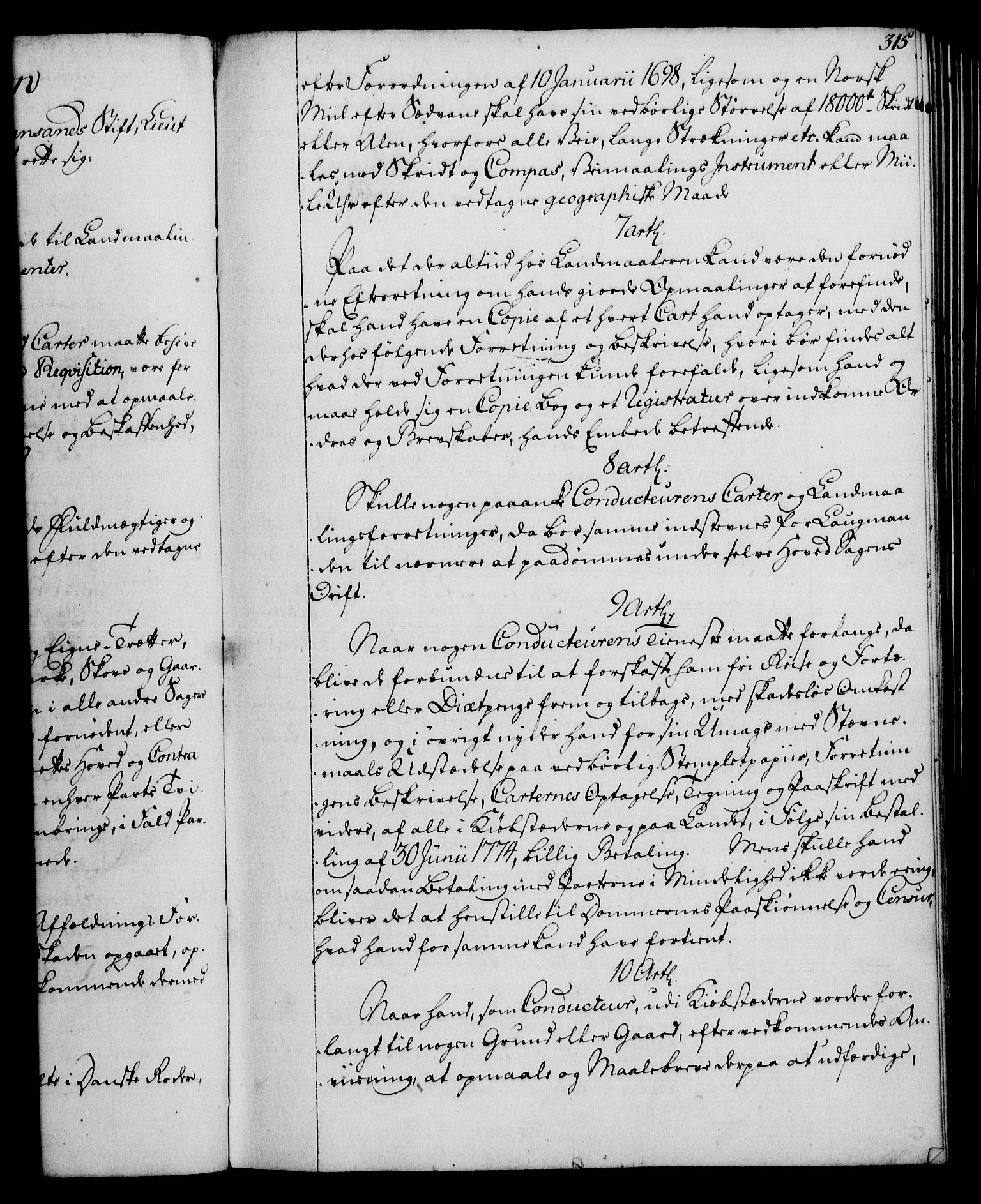 Rentekammeret, Kammerkanselliet, RA/EA-3111/G/Gg/Ggi/L0003: Norsk instruksjonsprotokoll med register (merket RK 53.36), 1751-1775, p. 315