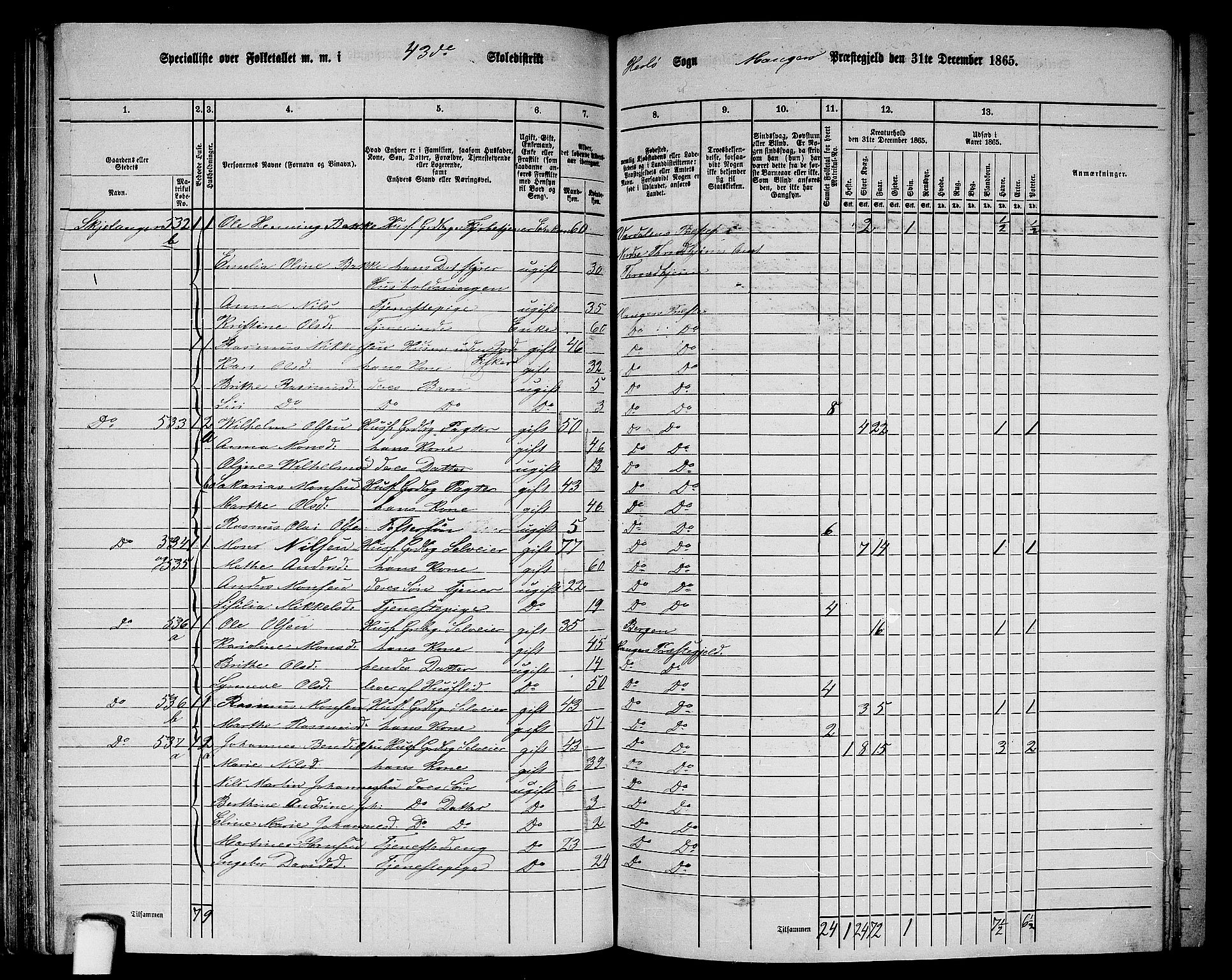 RA, 1865 census for Manger, 1865, p. 143