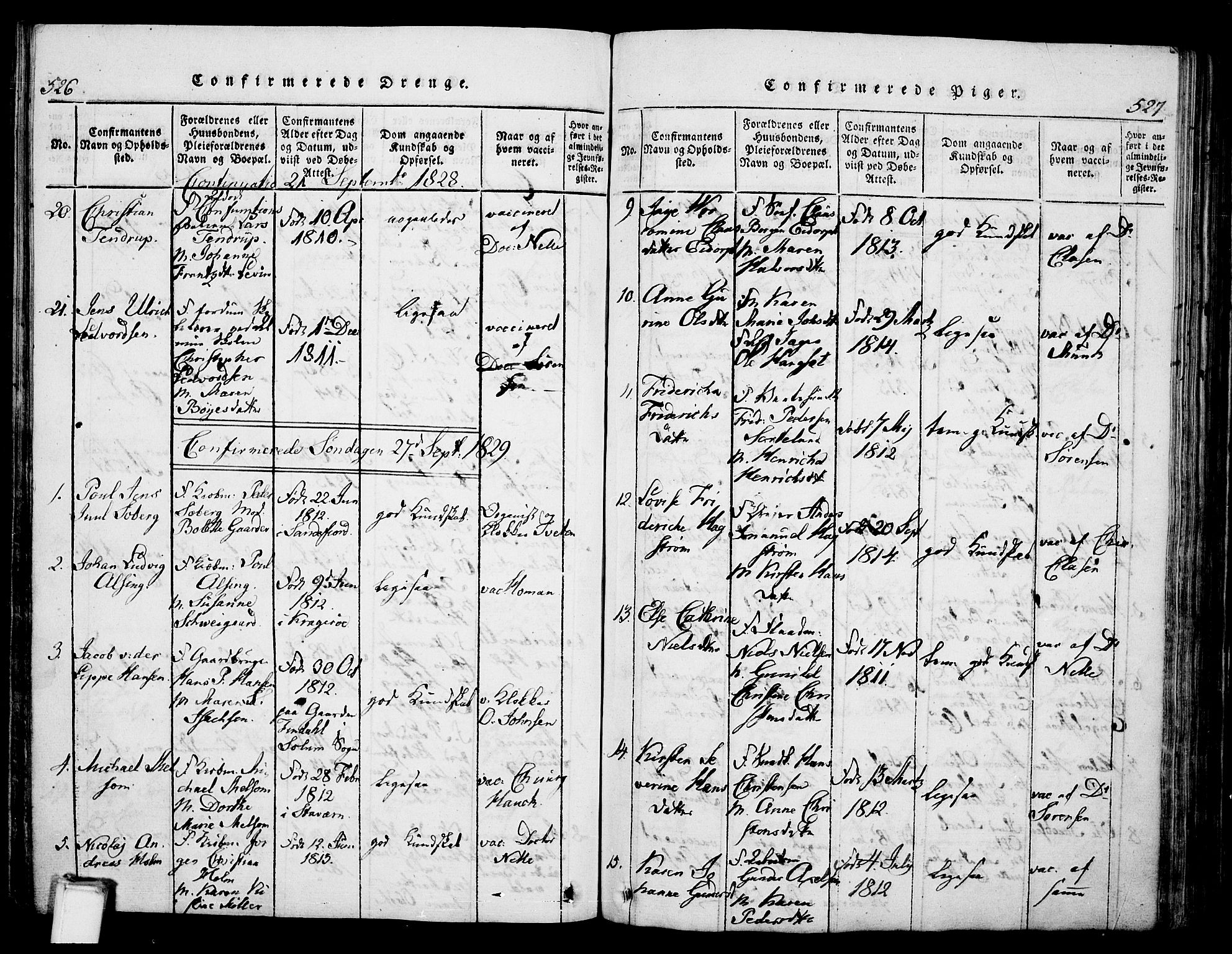 Skien kirkebøker, AV/SAKO-A-302/G/Ga/L0002: Parish register (copy) no. 2, 1814-1842, p. 526-527