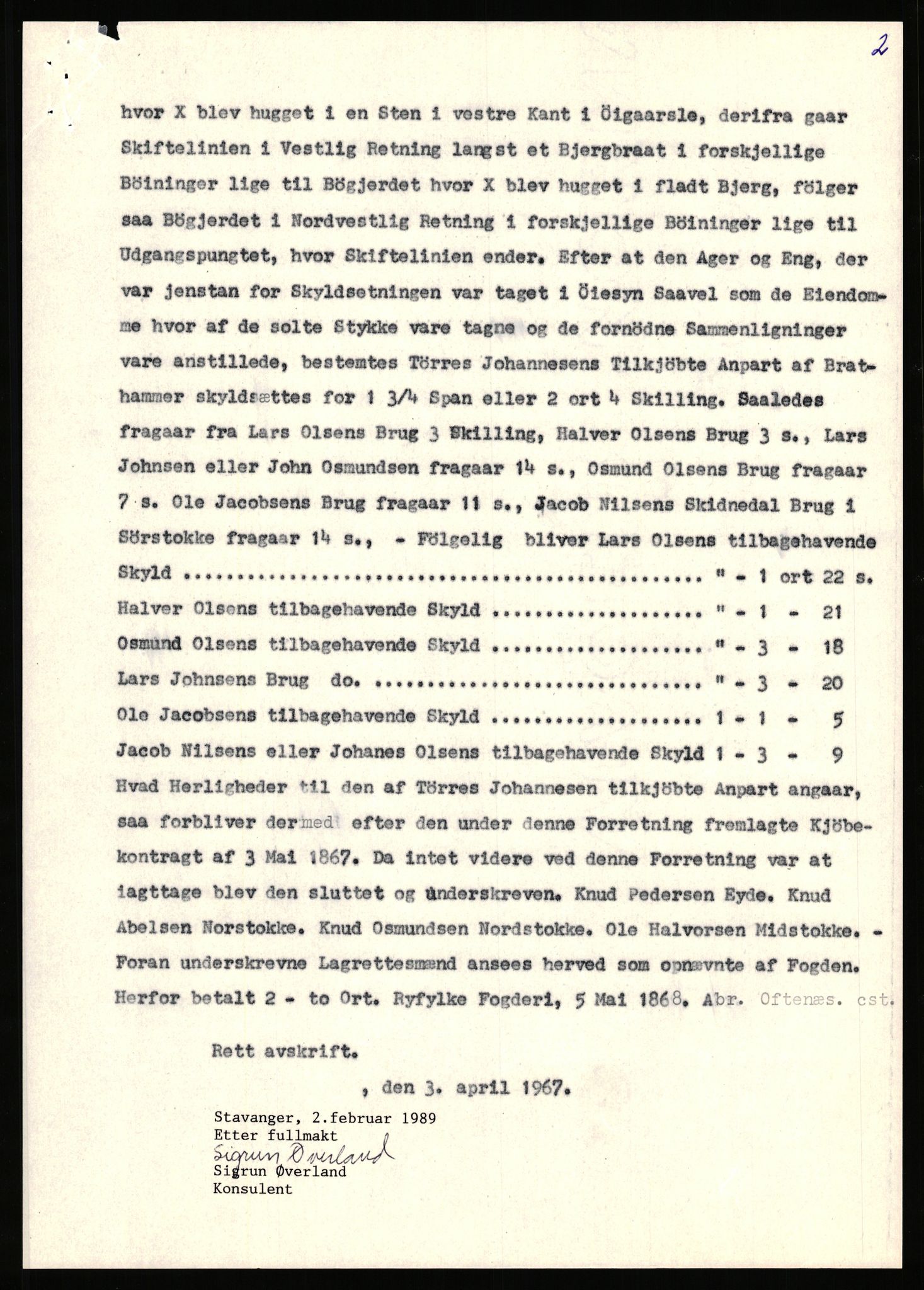 Statsarkivet i Stavanger, SAST/A-101971/03/Y/Yj/L0081: Avskrifter sortert etter gårdsnavn: Stokke søndre - Stølen, 1750-1930, p. 87