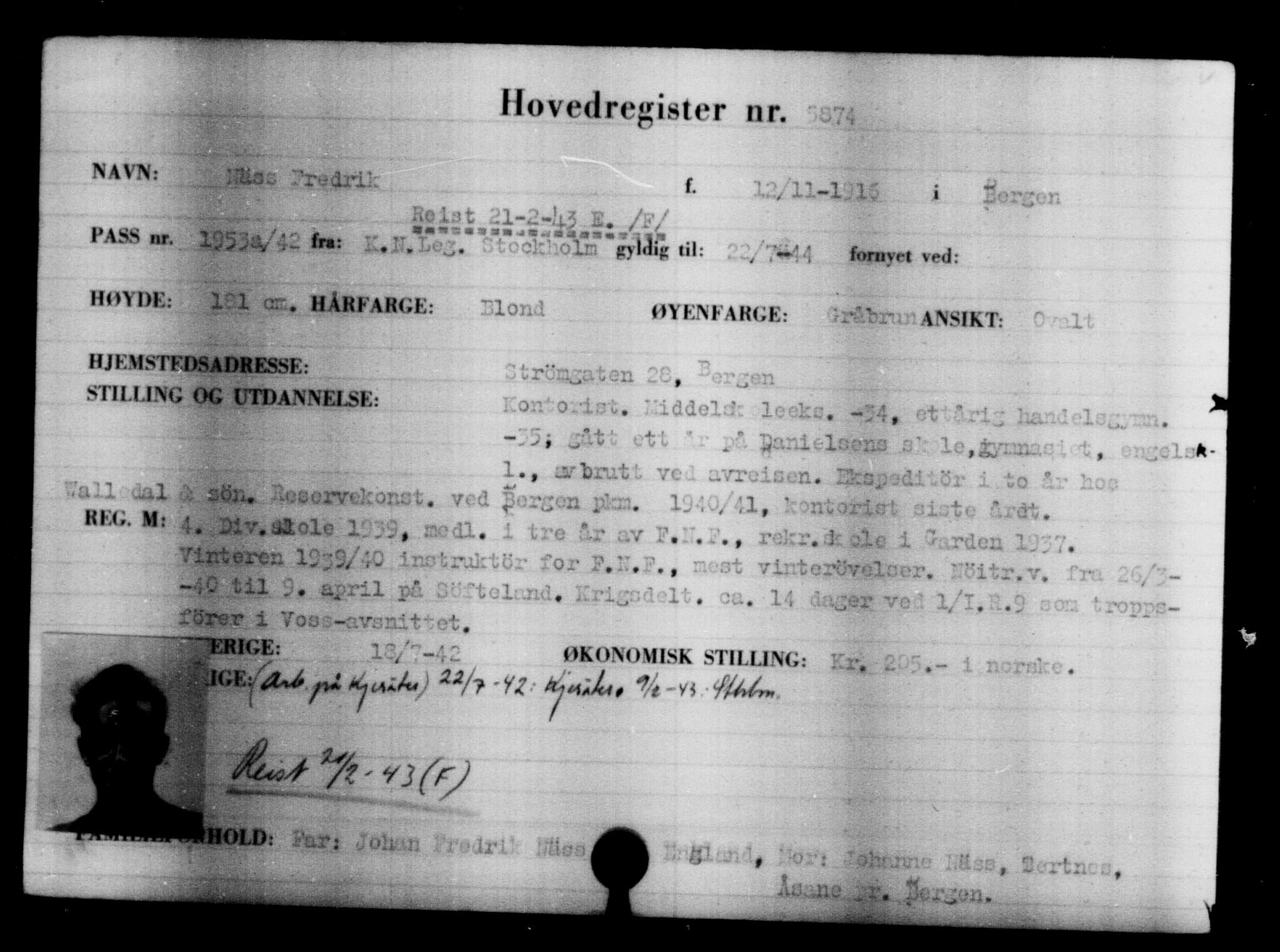 Utenriksstasjonene, Legasjonen i Stockholm, Flyktningkontoret, AV/RA-S-6753/V/Va/L0004: Kjesäterkartoteket, flyktninger med registreringsnr. 3496-6610, 1940-1945, p. 2760