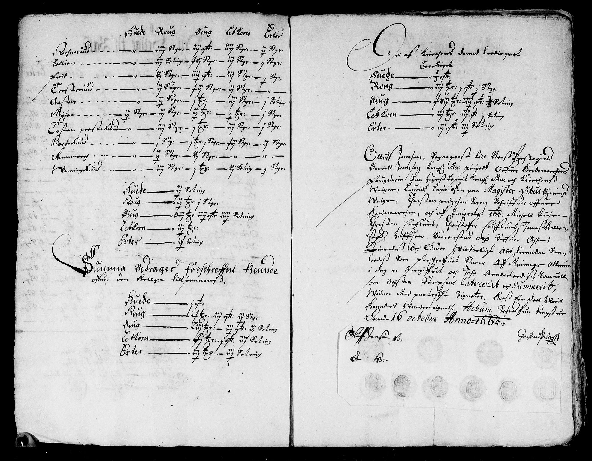Rentekammeret inntil 1814, Reviderte regnskaper, Stiftamtstueregnskaper, Landkommissariatet på Akershus og Akershus stiftamt, AV/RA-EA-5869/R/Ra/L0027: Landkommissariatet på Akershus, 1665