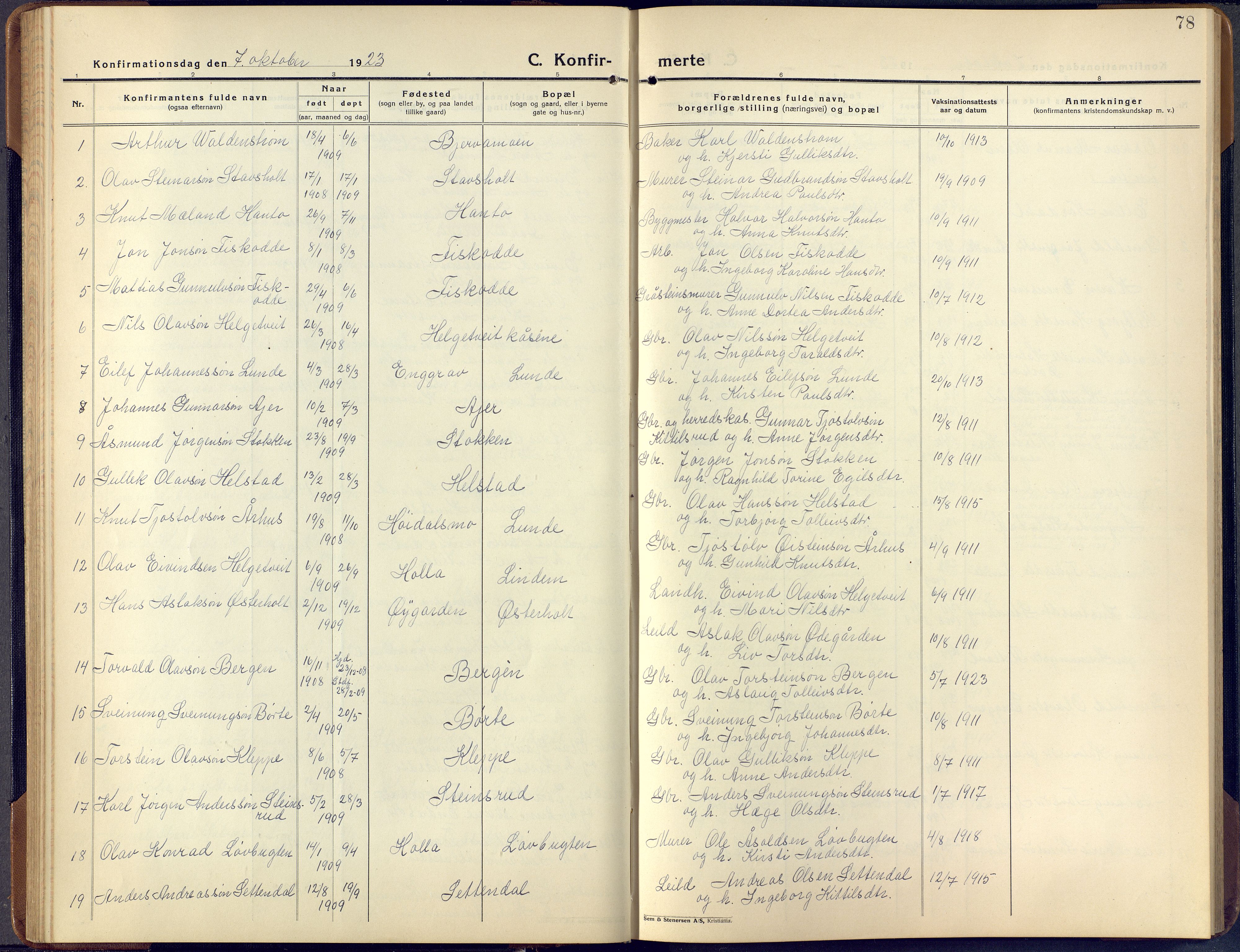 Lunde kirkebøker, SAKO/A-282/F/Fa/L0006: Parish register (official) no. I 6, 1922-1940, p. 78