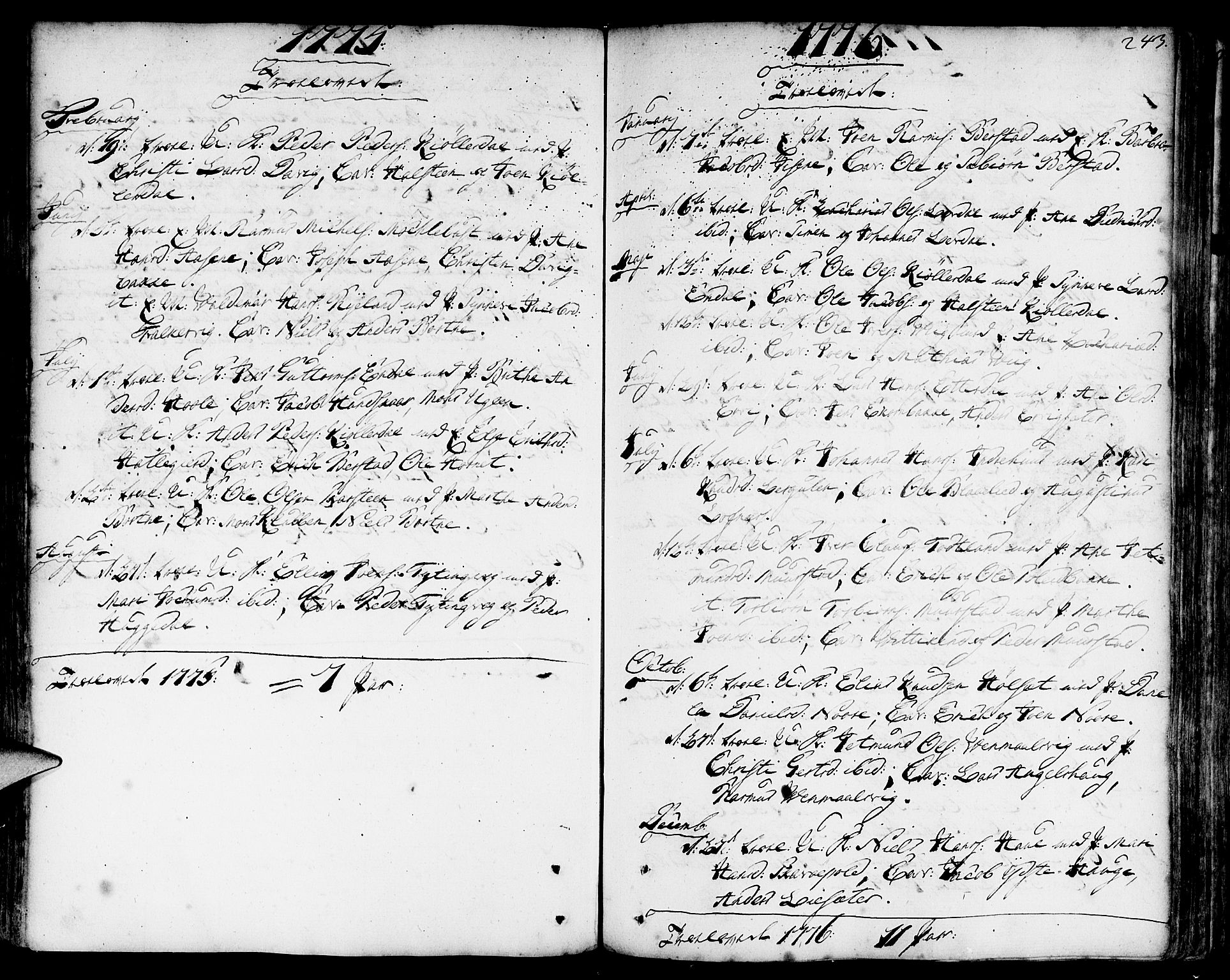 Davik sokneprestembete, SAB/A-79701/H/Haa/Haaa/L0002: Parish register (official) no. A 2, 1742-1816, p. 243