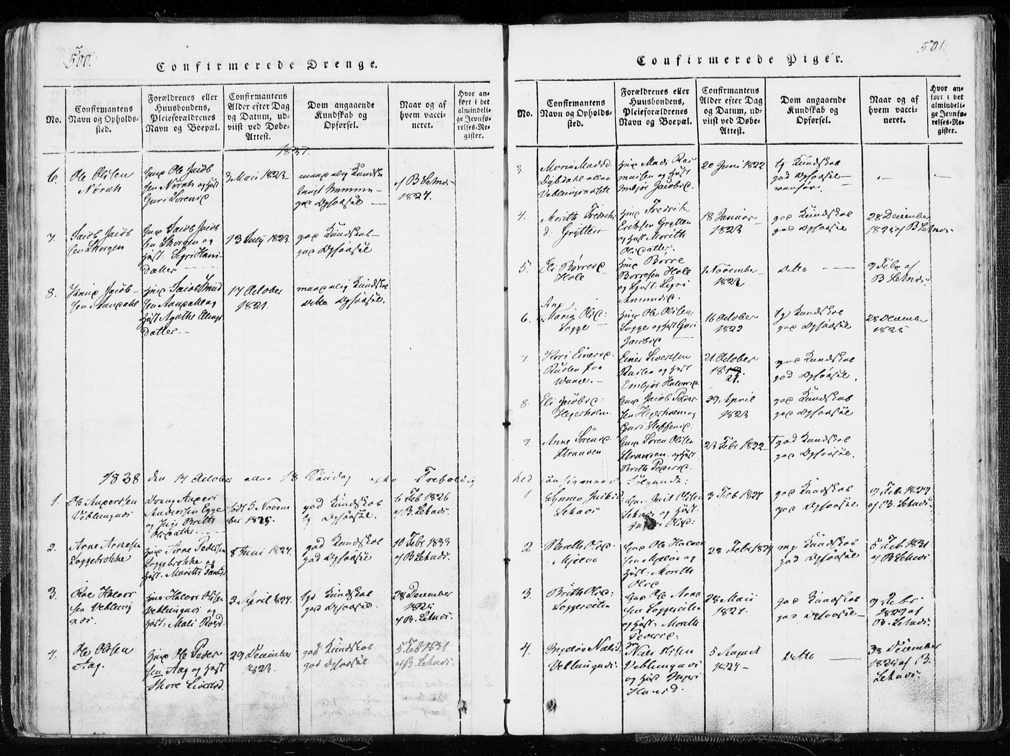 Ministerialprotokoller, klokkerbøker og fødselsregistre - Møre og Romsdal, SAT/A-1454/544/L0571: Parish register (official) no. 544A04, 1818-1853, p. 500-501