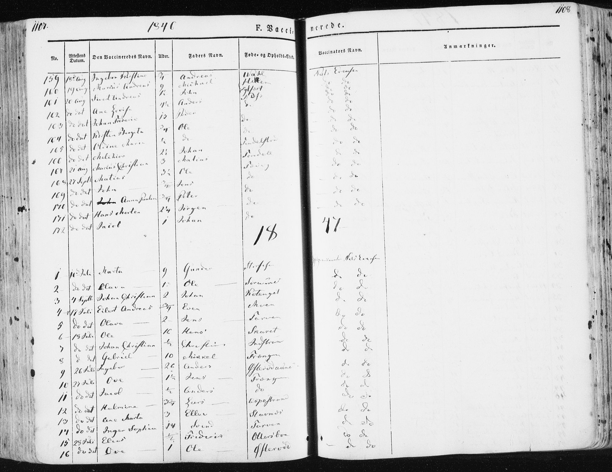 Ministerialprotokoller, klokkerbøker og fødselsregistre - Sør-Trøndelag, AV/SAT-A-1456/659/L0736: Parish register (official) no. 659A06, 1842-1856, p. 1107-1108