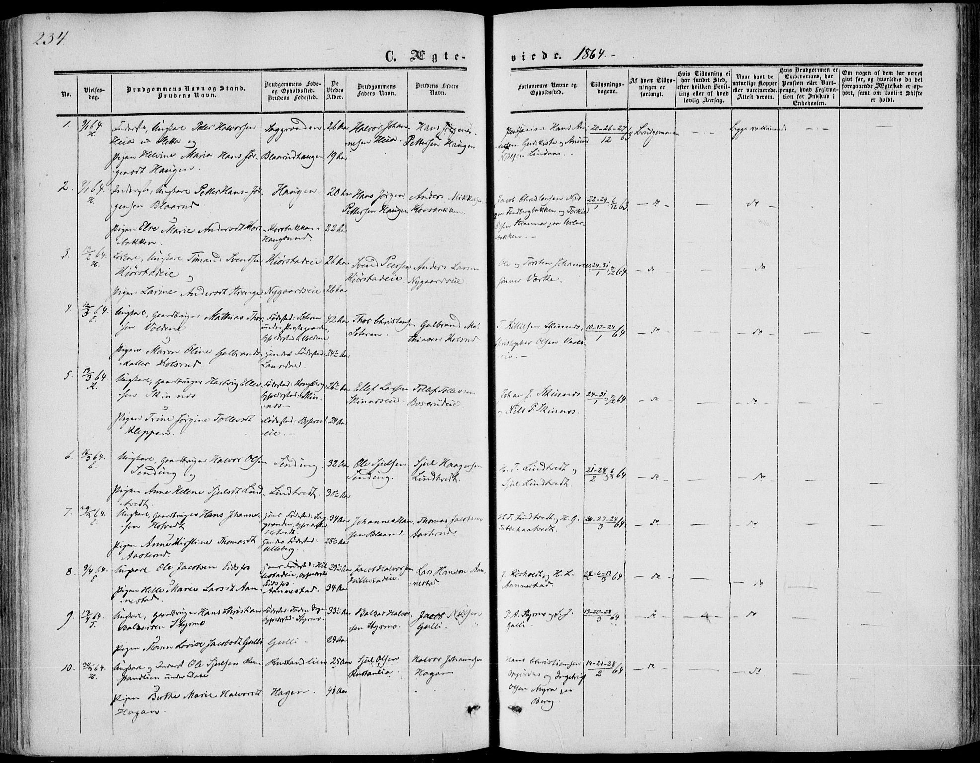 Sandsvær kirkebøker, AV/SAKO-A-244/F/Fa/L0006: Parish register (official) no. I 6, 1857-1868, p. 234