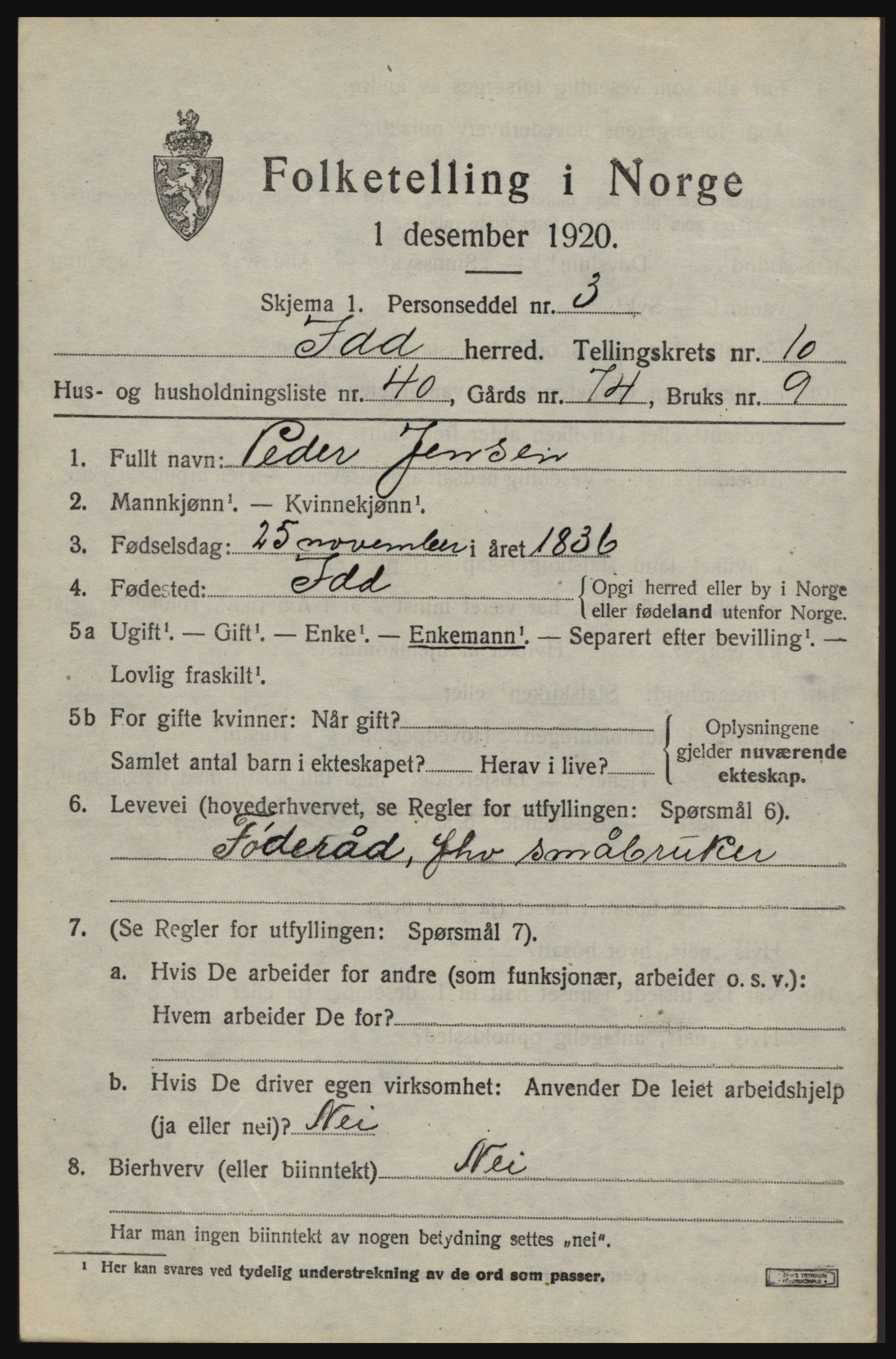 SAO, 1920 census for Idd, 1920, p. 10925