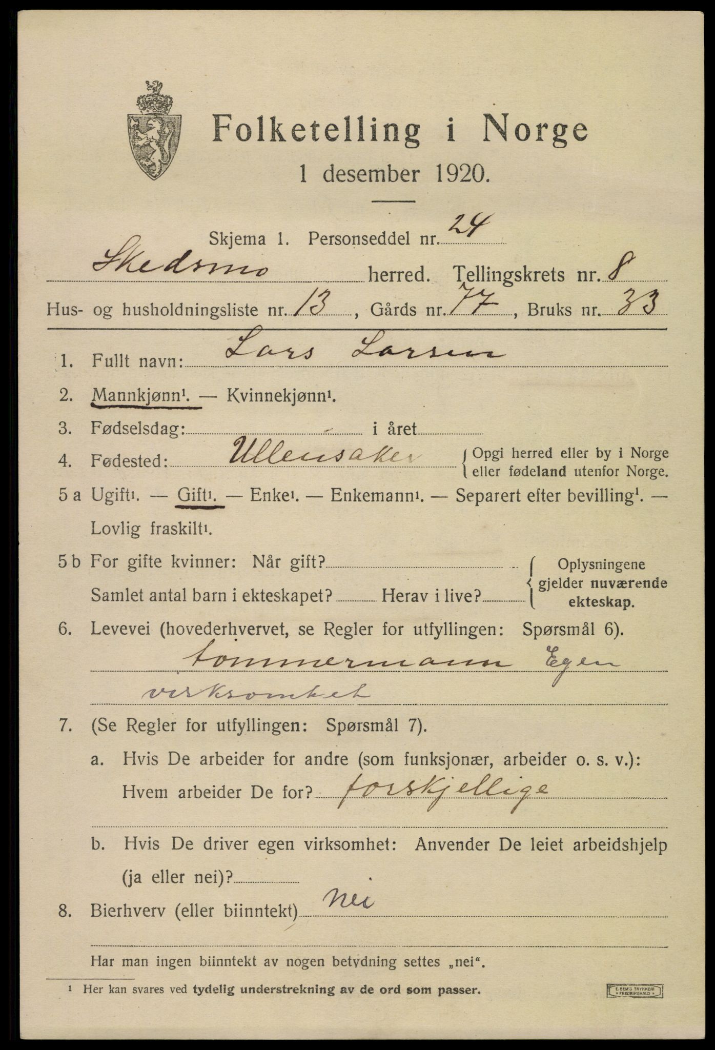 SAO, 1920 census for Skedsmo, 1920, p. 9047