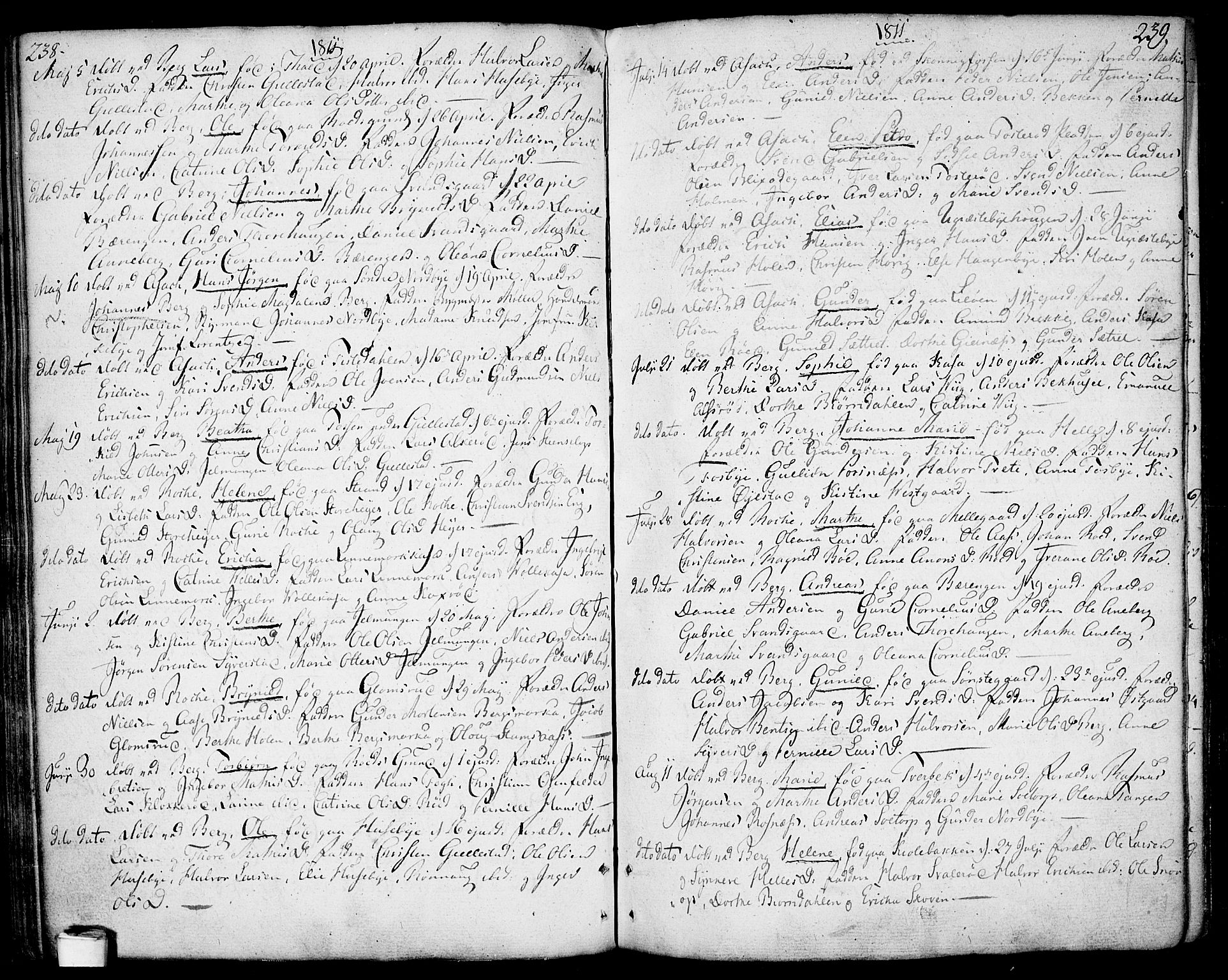 Berg prestekontor Kirkebøker, AV/SAO-A-10902/F/Fa/L0001: Parish register (official) no. I 1, 1770-1814, p. 238-239