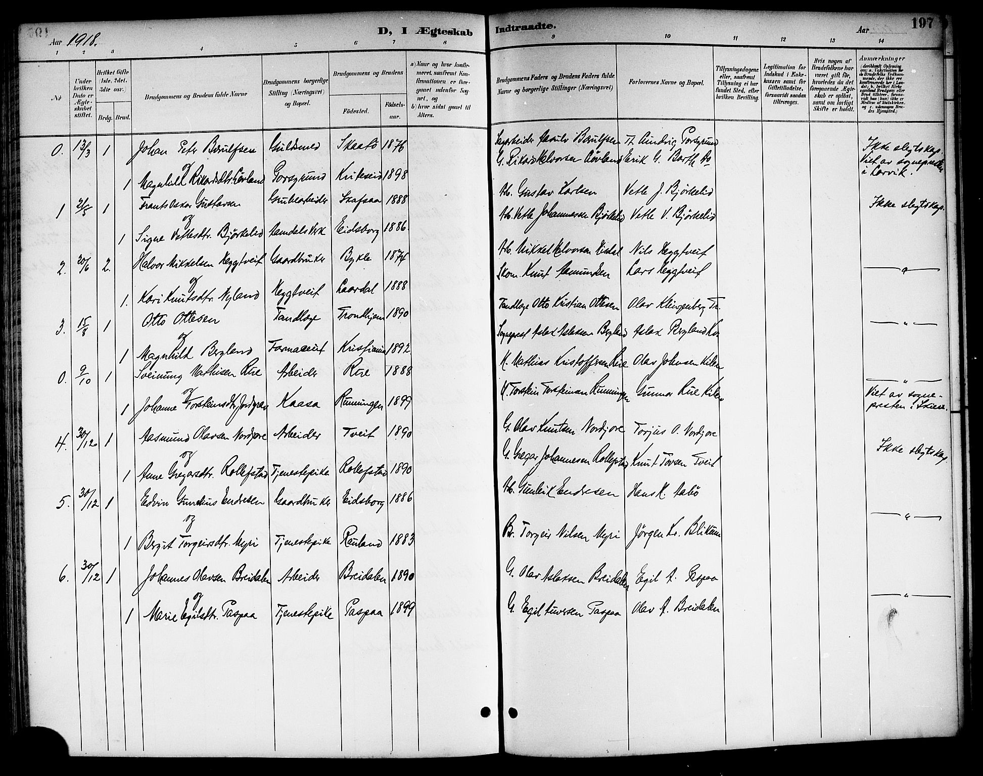 Kviteseid kirkebøker, SAKO/A-276/G/Ga/L0002: Parish register (copy) no. I 2, 1893-1918, p. 197