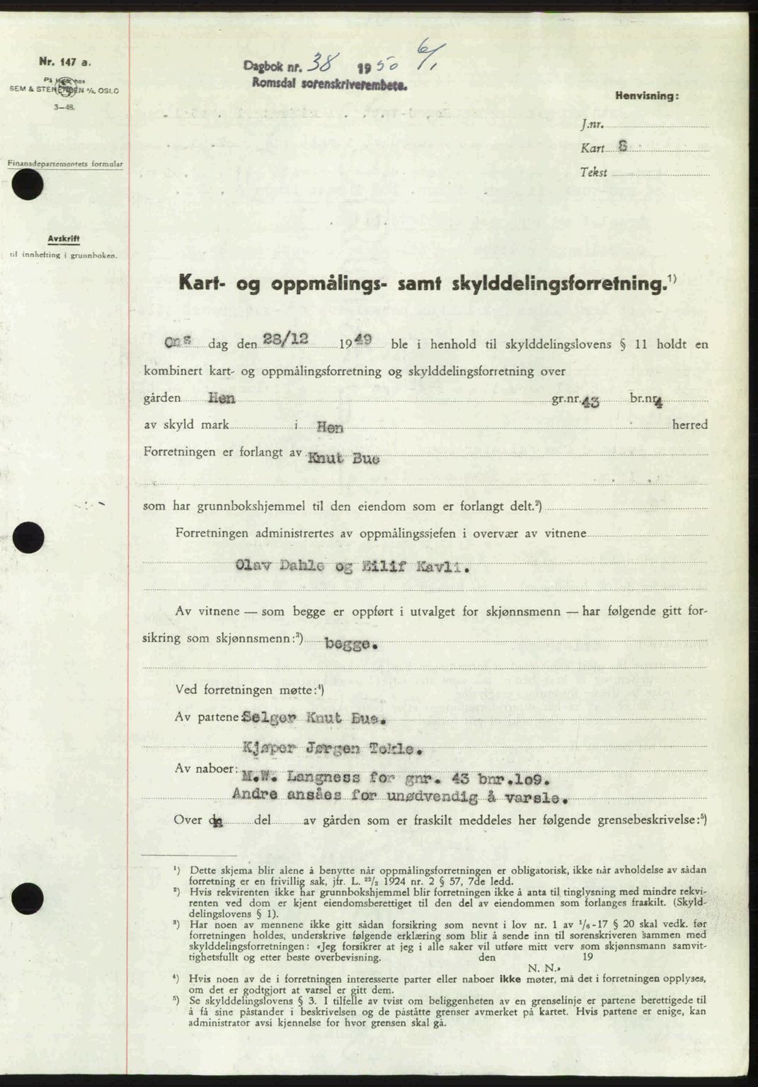 Romsdal sorenskriveri, AV/SAT-A-4149/1/2/2C: Mortgage book no. A32, 1950-1950, Diary no: : 38/1950