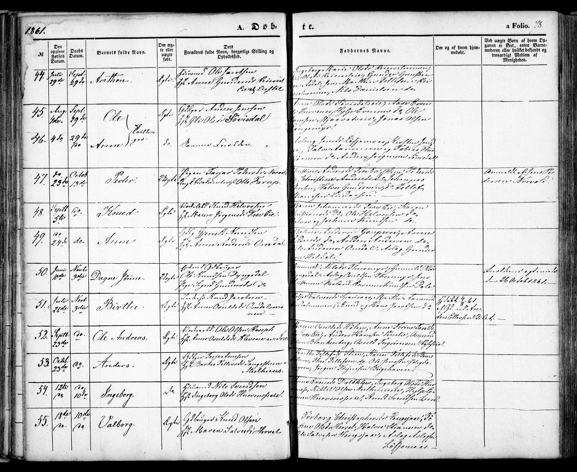 Froland sokneprestkontor, SAK/1111-0013/F/Fa/L0002: Parish register (official) no. A 2, 1845-1863, p. 78