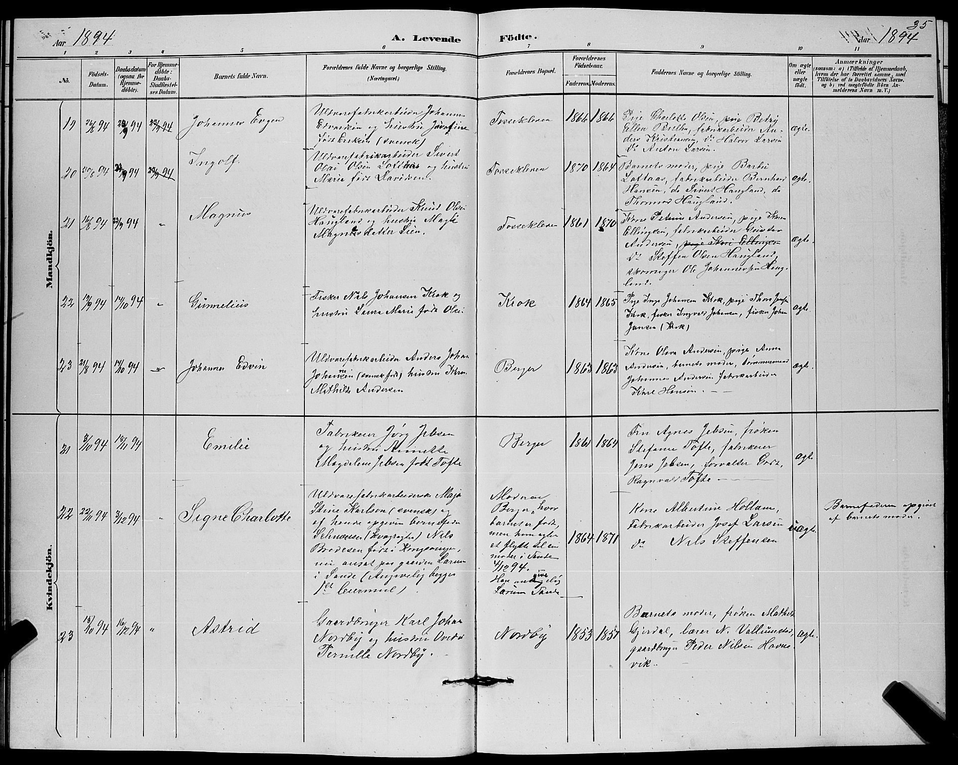 Strømm kirkebøker, SAKO/A-322/G/Ga/L0003: Parish register (copy) no. I 3, 1889-1896, p. 35