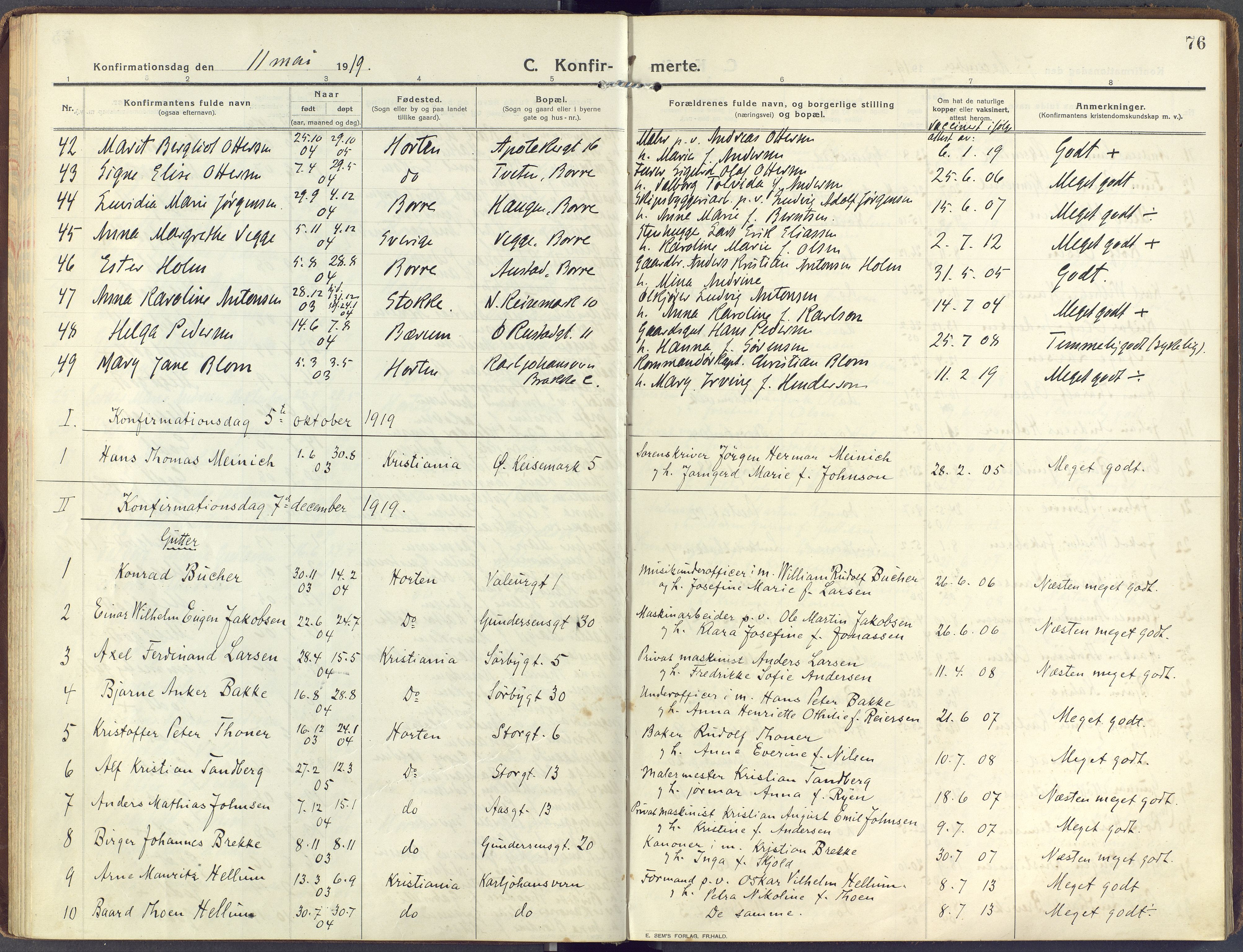 Horten kirkebøker, AV/SAKO-A-348/F/Fa/L0010: Parish register (official) no. 10, 1913-1925, p. 76