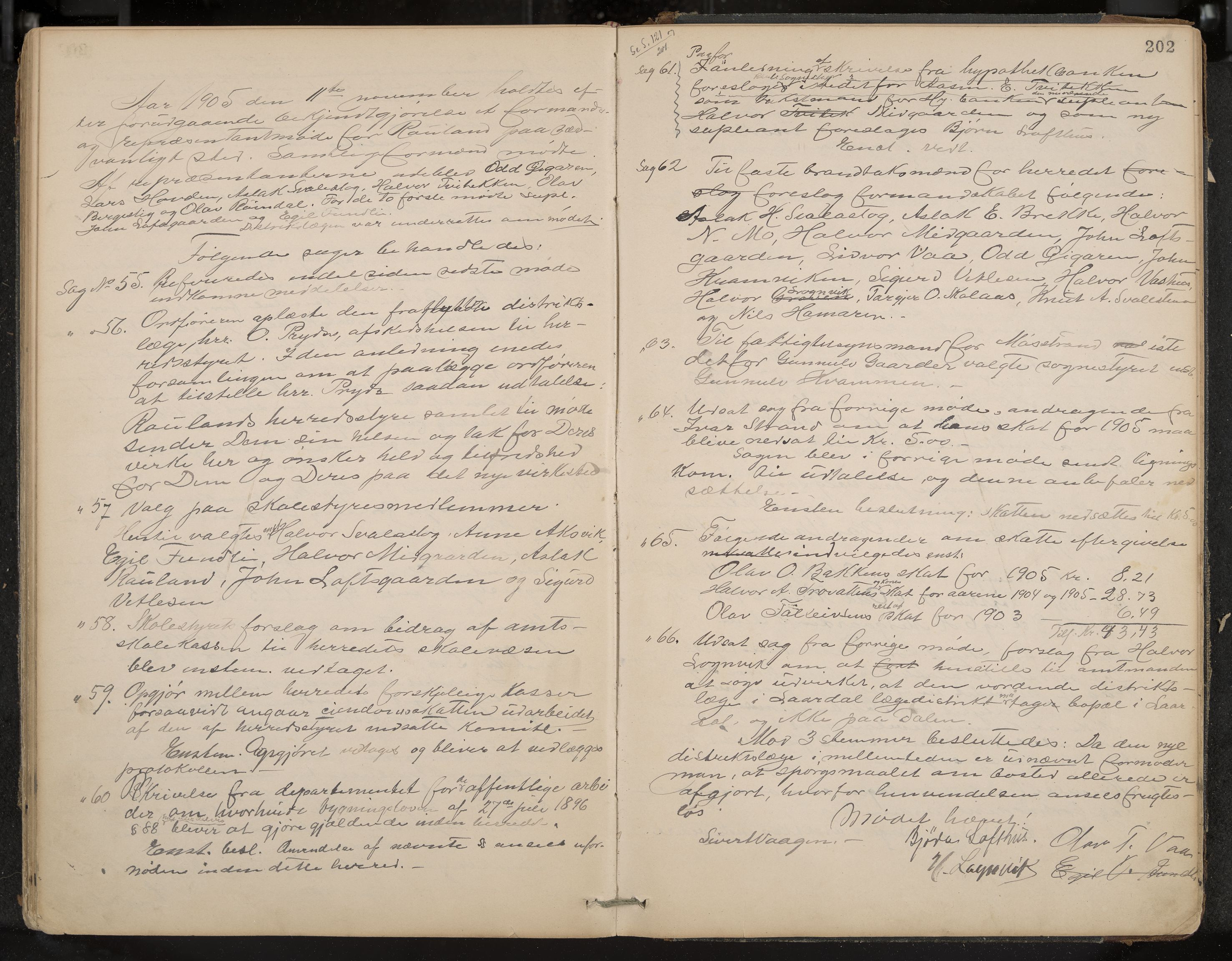 Rauland formannskap og sentraladministrasjon, IKAK/0835021/A/Aa/L0002: Møtebok, 1884-1908, p. 202