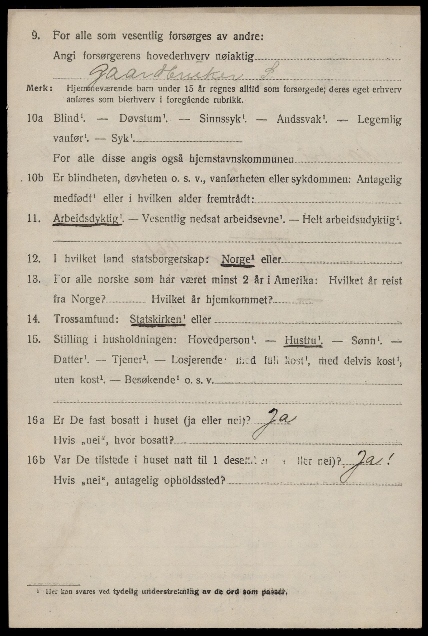 SAST, 1920 census for Årdal, 1920, p. 1181